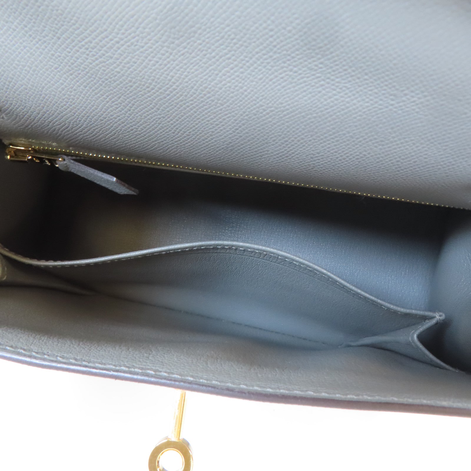 HERMES Madame皮革Kelly 25金扣手挽肩背兩用袋Gris Meyer灰色