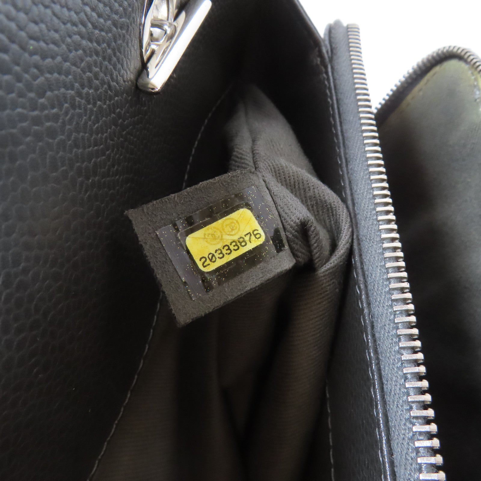 CHANEL 【激減優惠】菱格Caviar皮革Chain Shoulder銀扣鏈帶肩背袋灰色