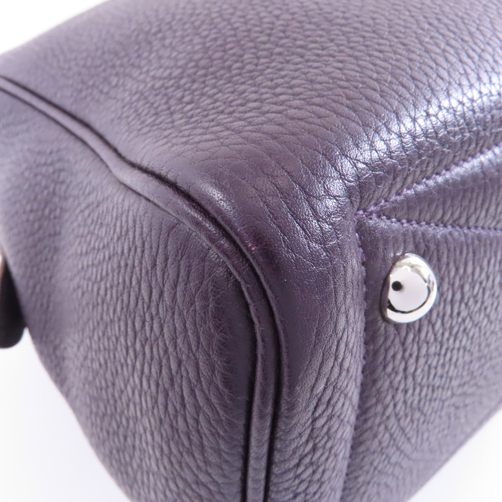 HERMES Clemence皮革Victoria 35銀扣肩背袋Raisin/紫色