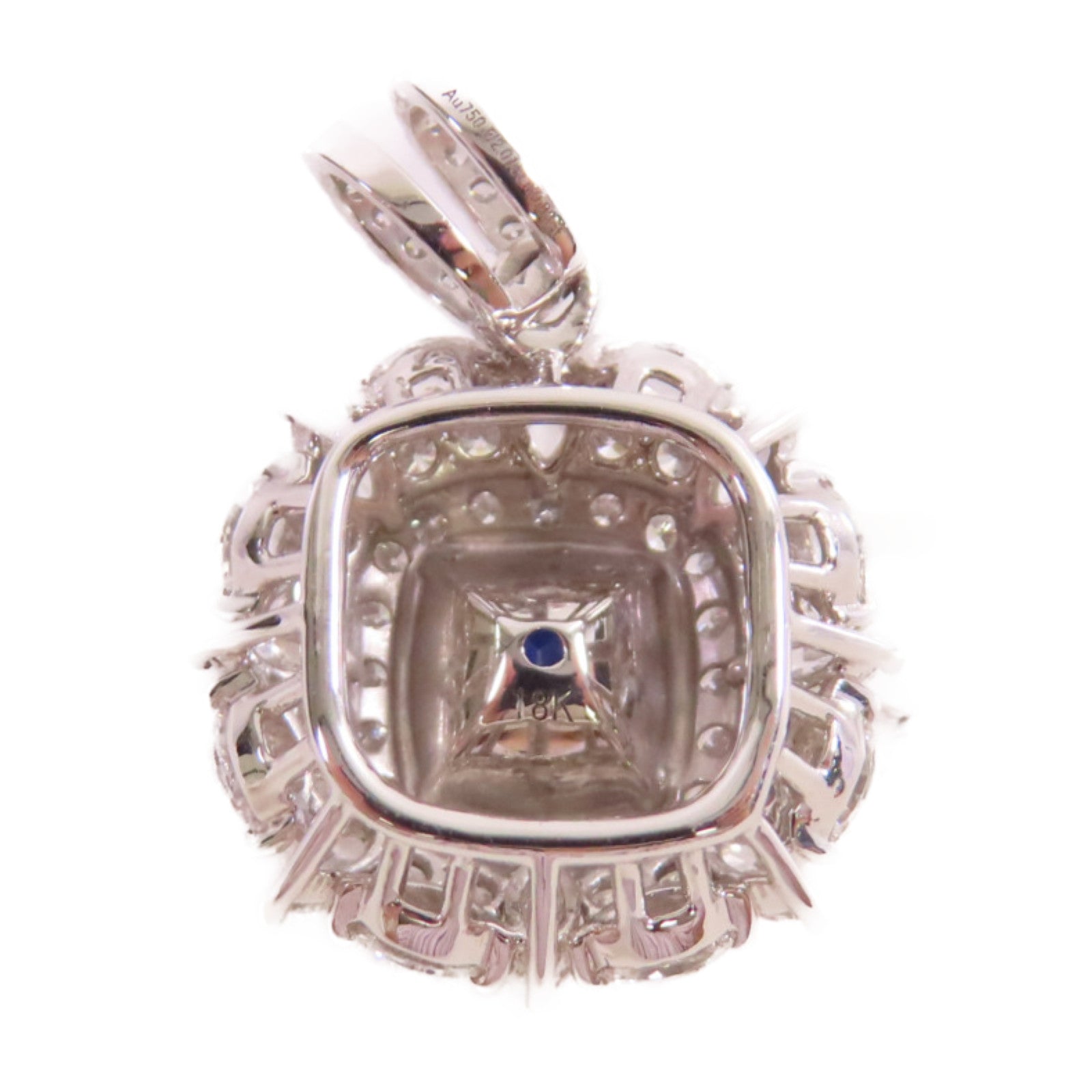 JEWELRY 18K白金/0.88ct/2.10ct鑽石Sapphire Diamond Pendant Top吊墜頭扣