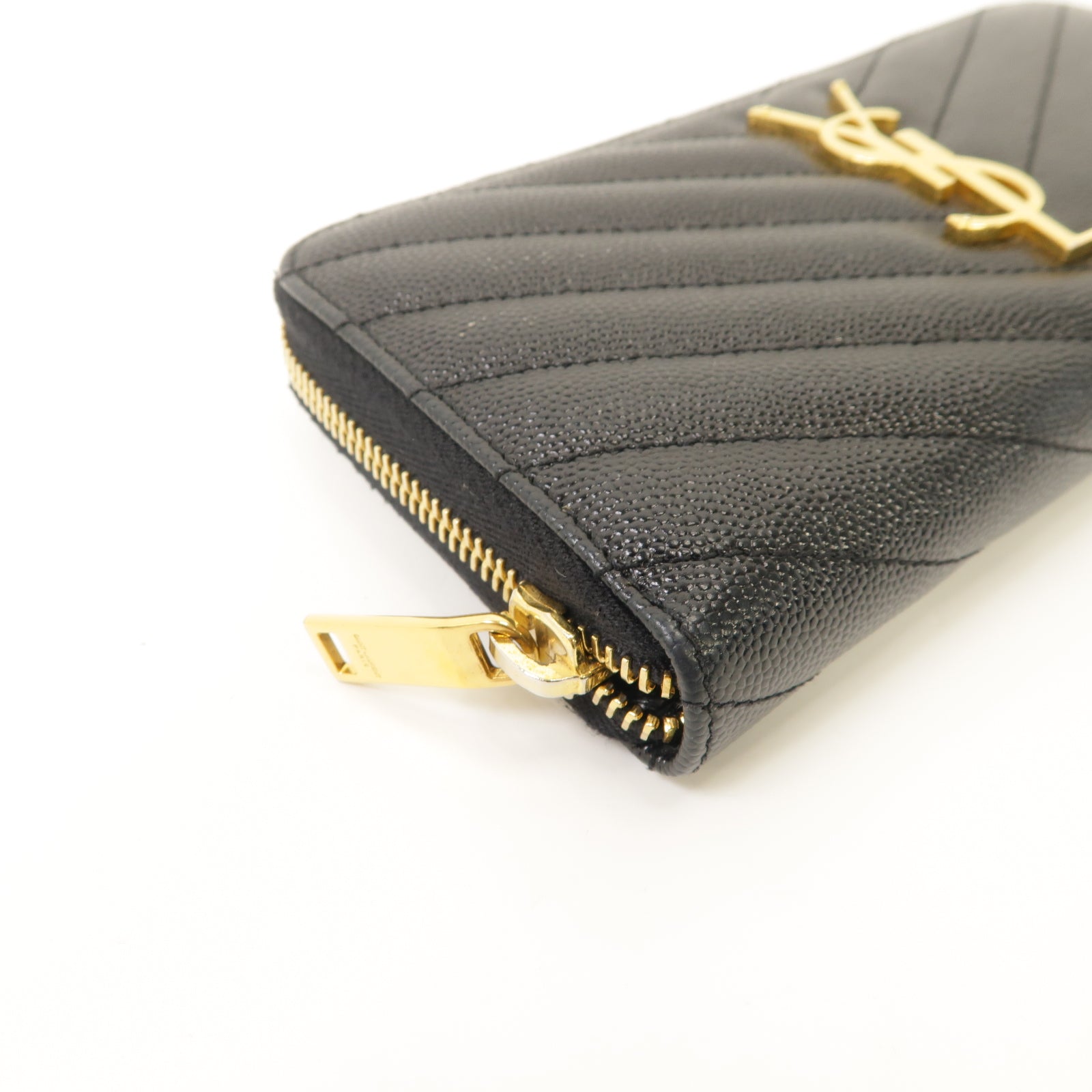 SAINT LAURENT 牛皮皮革Long Wallet金扣長錢包黑色