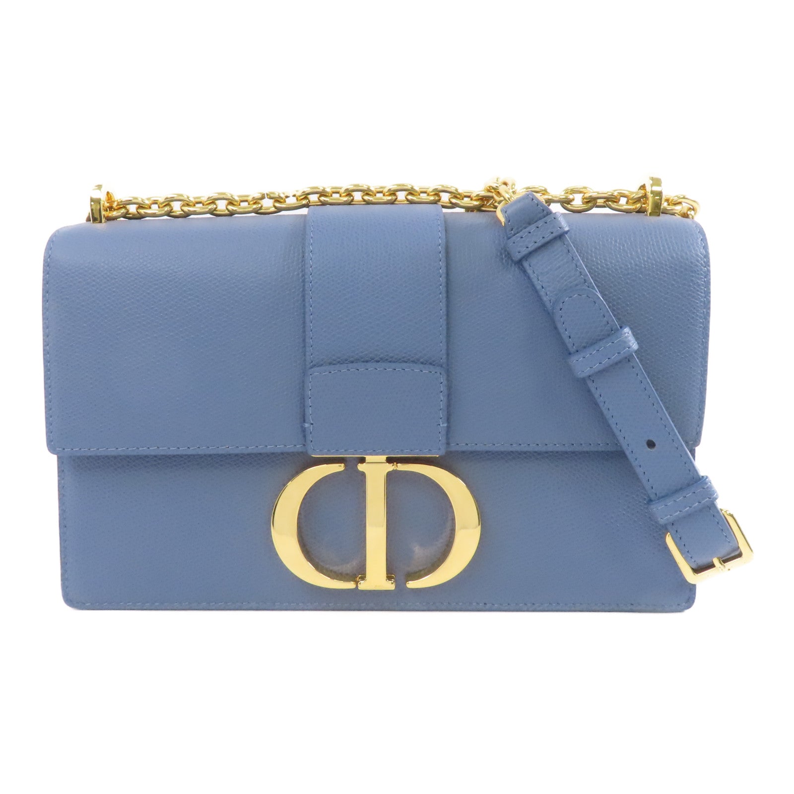 Dior 牛皮皮革Montaigne 30金扣鏈帶肩背袋藍色