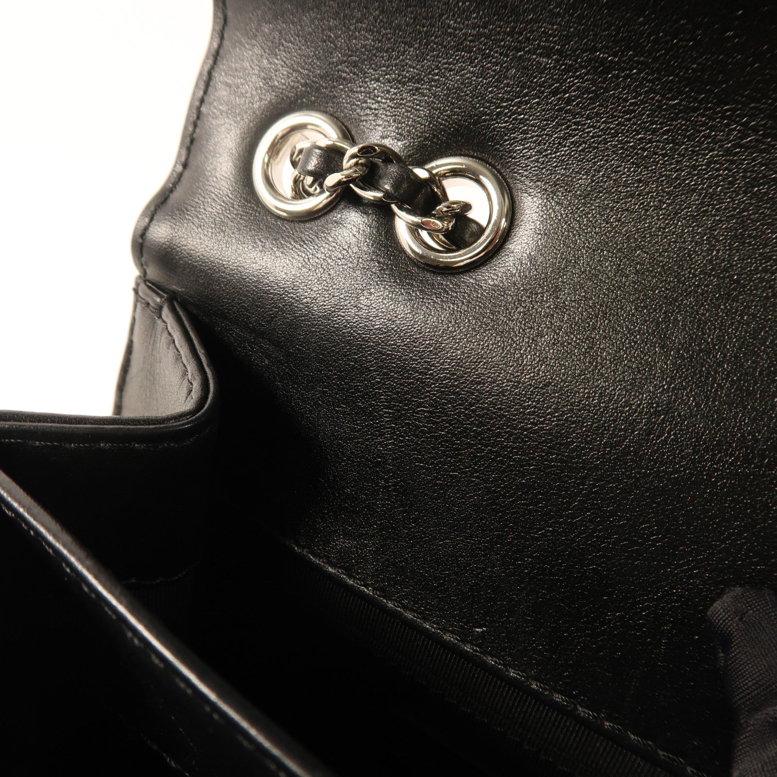 CHANEL 羊皮皮革Chain Shoulder銀扣鏈帶肩背袋