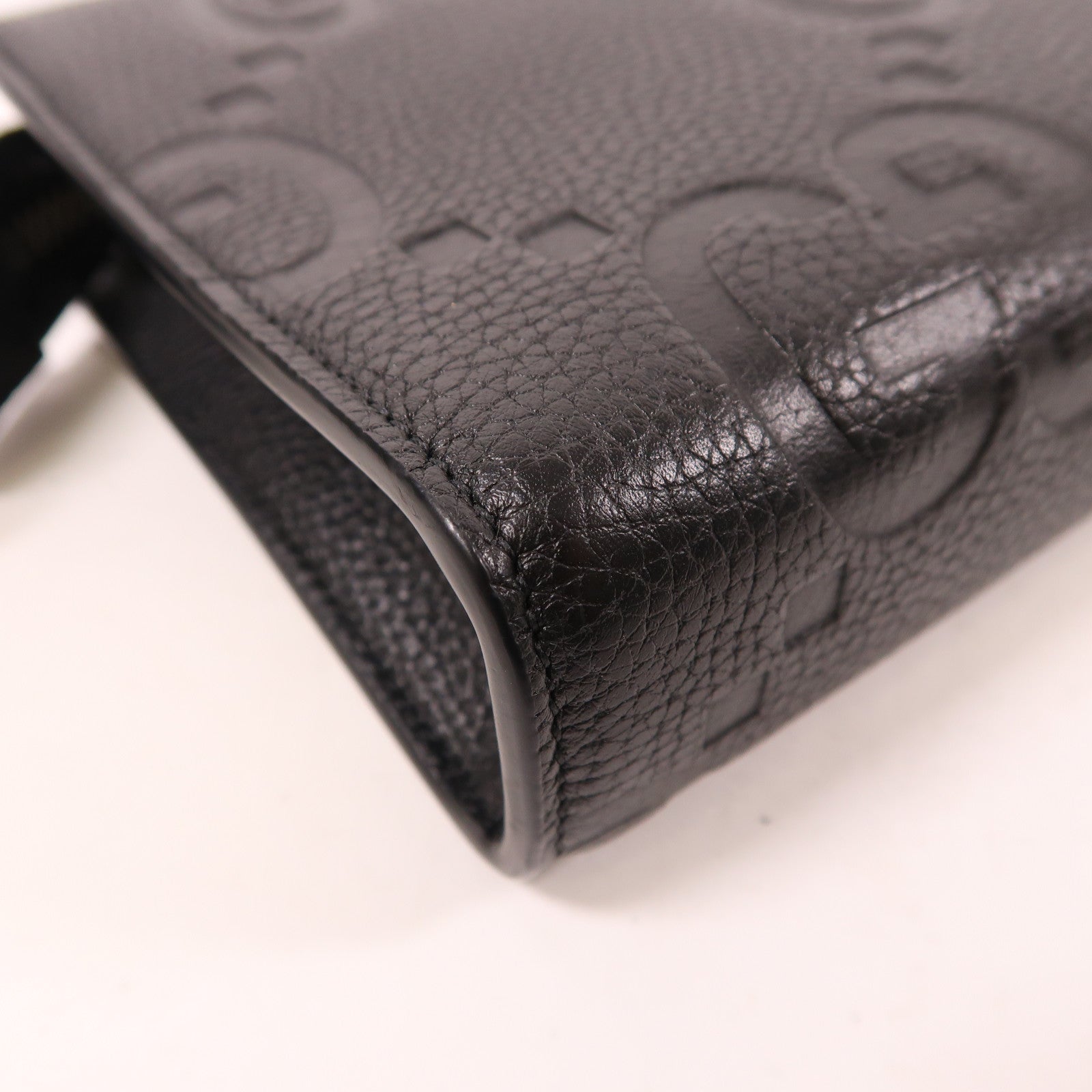 GUCCI GG SHW Mini Jumbo GG Shoulder Bag 795240 Calfskin Leather Black