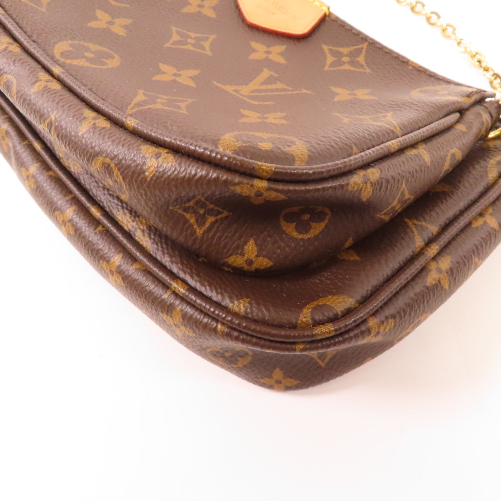 LOUIS VUITTON Monogram Multi Pochette Accessoires金扣肩背袋棕色