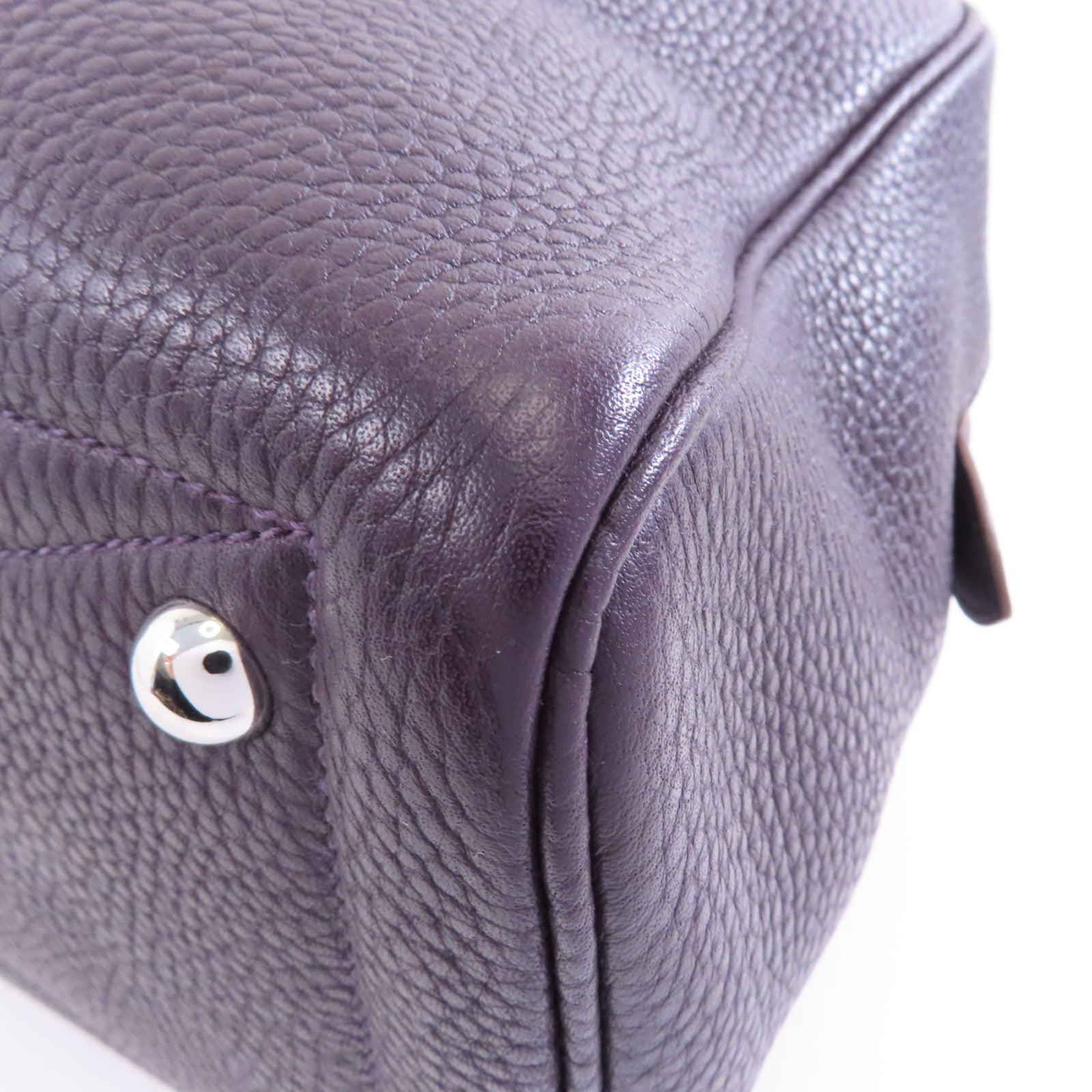 HERMES Clemence皮革Victoria 35銀扣肩背袋Raisin/紫色