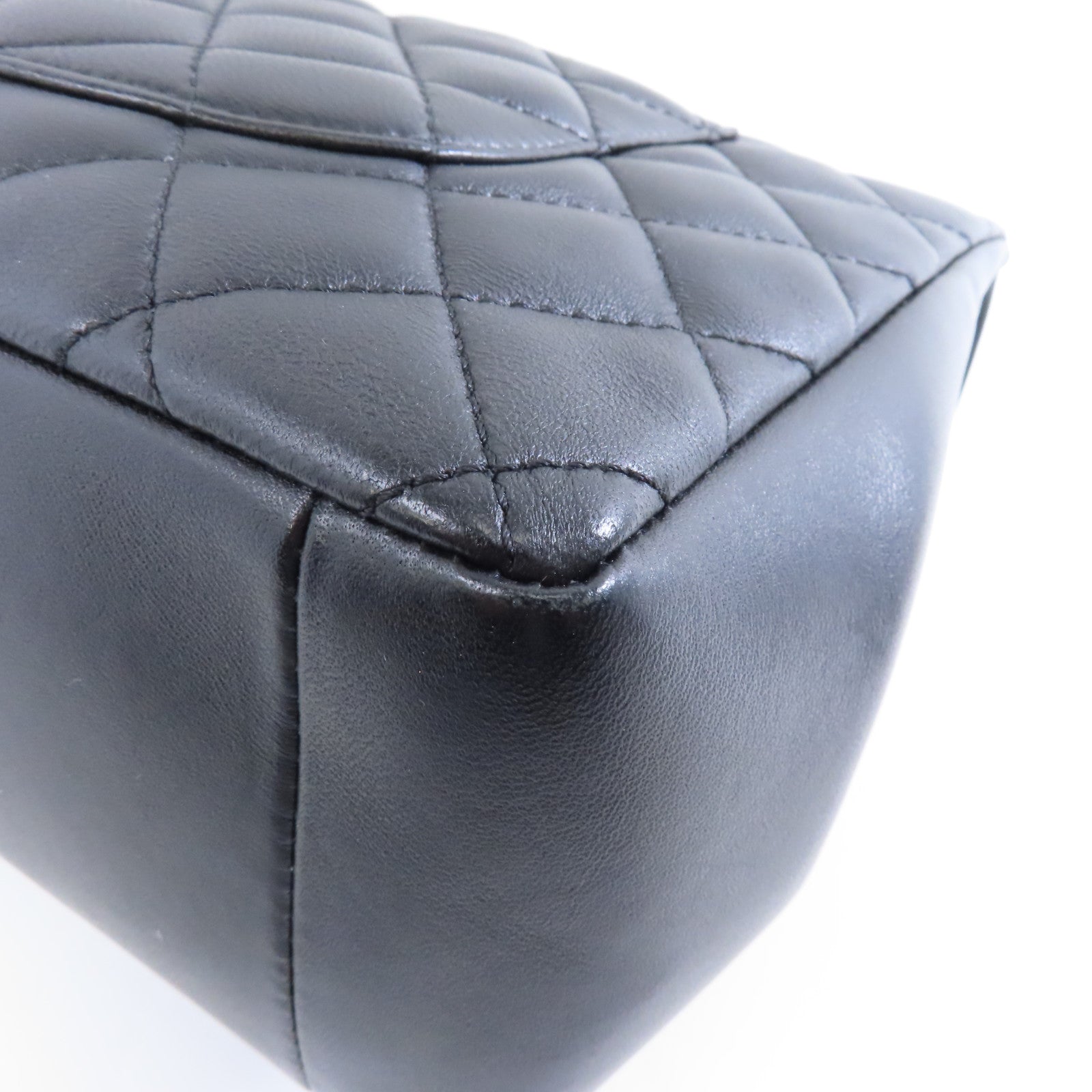 CHANEL 菱格牛皮皮革Chain Shoulder Bag金扣鏈帶肩背袋黑色