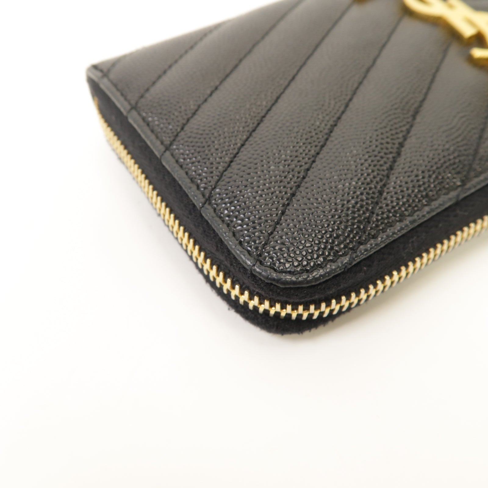 SAINT LAURENT 牛皮皮革Long Wallet金扣長錢包黑色