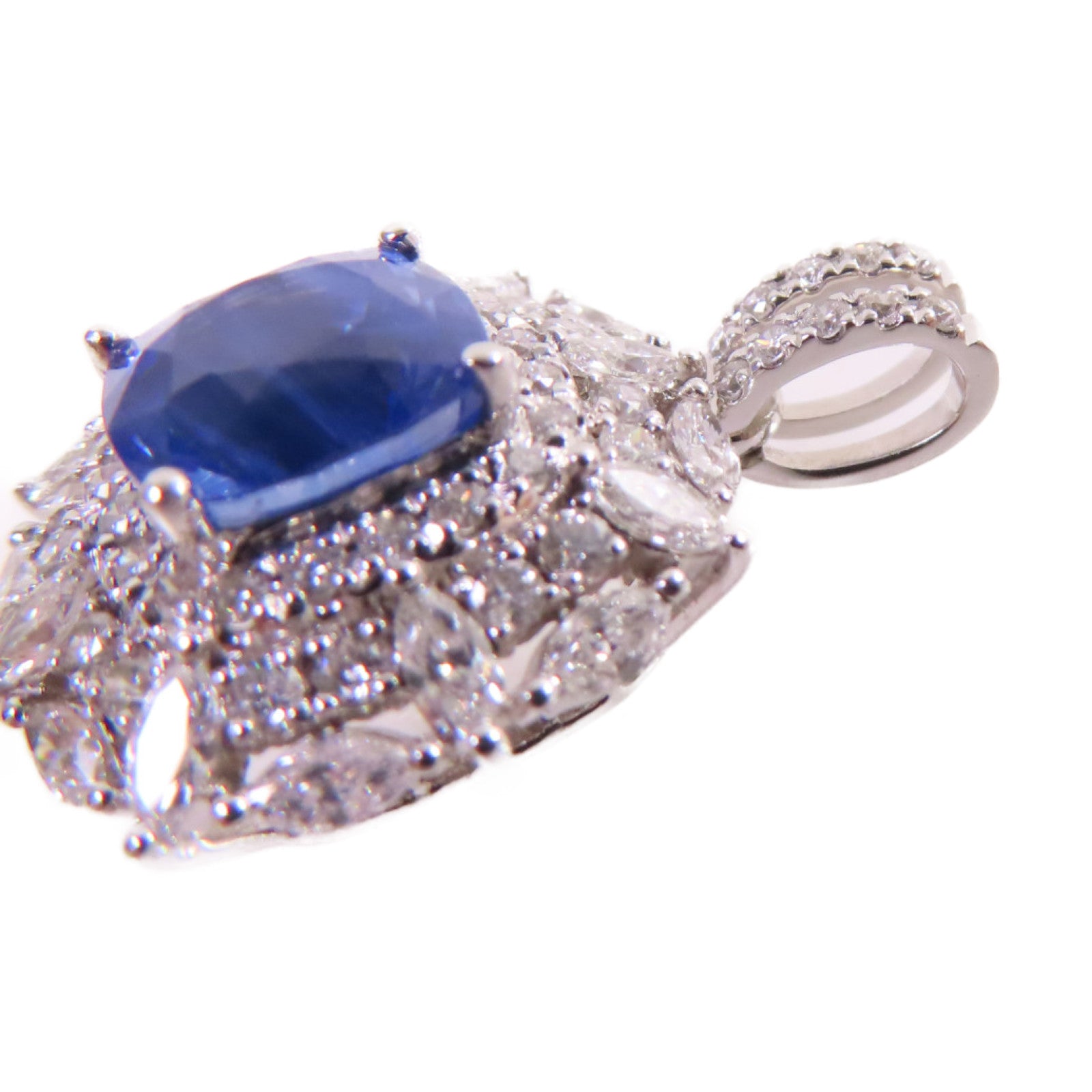 JEWELRY 18K白金/0.88ct/2.10ct鑽石Sapphire Diamond Pendant Top吊墜頭扣