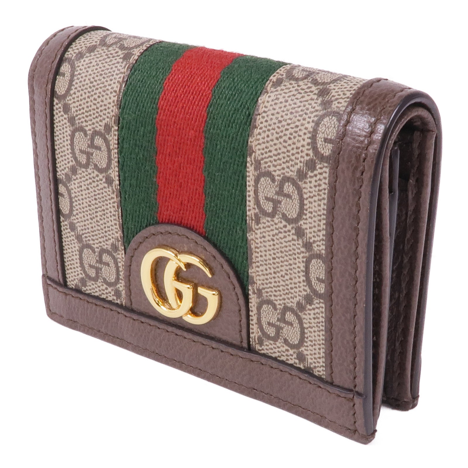 GUCCI 塗層帆布Ophidia GG金扣錢包