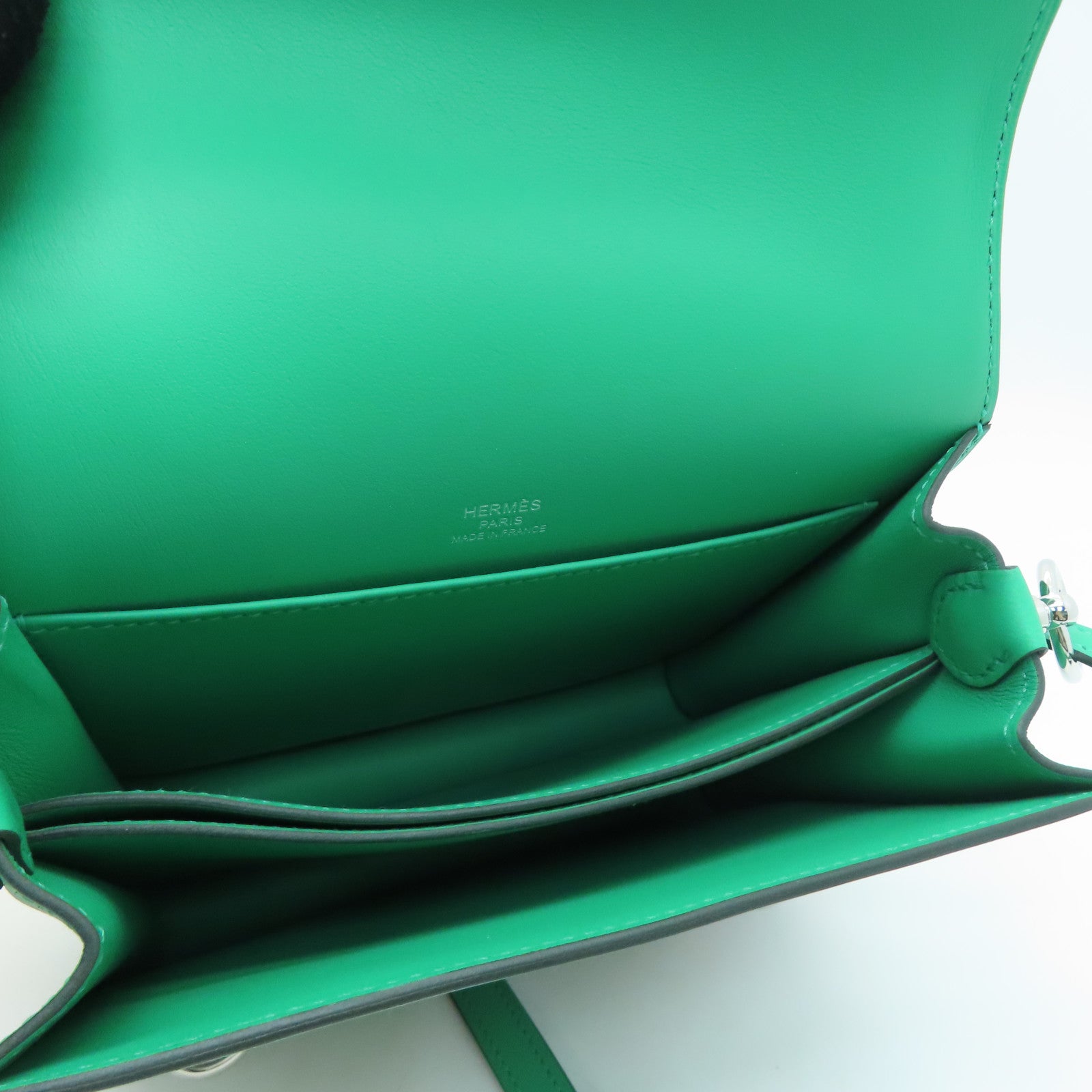 HERMES [Sharp Discount] Swift Leather Mini Roulis Circuit Shoulder Silver Buckle Shoulder Bag Green