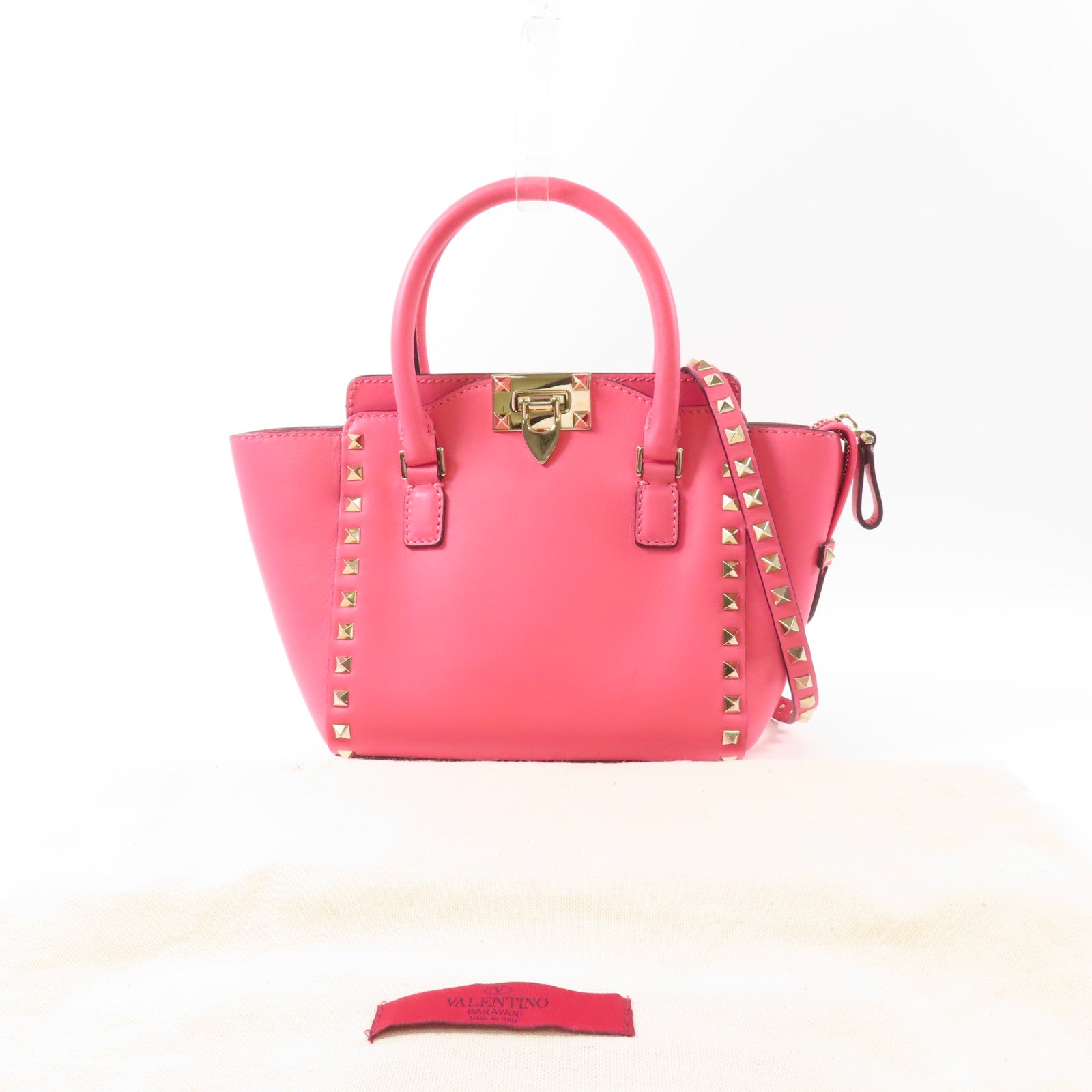 Valentino 牛皮皮革2 Way Shoulder金扣手挽肩背兩用袋