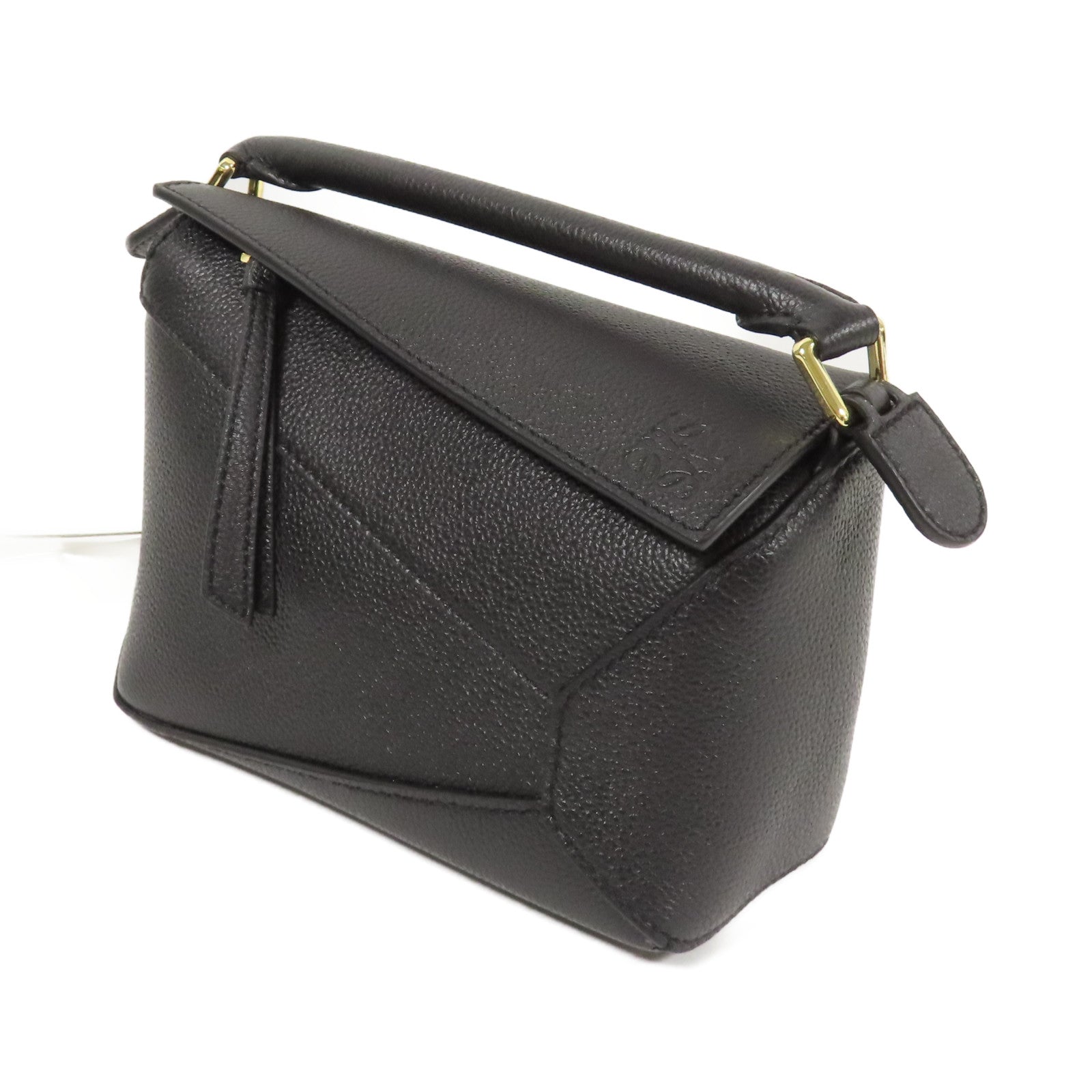 LOEWE 牛皮皮革Mini Puzzle Edge金扣手挽肩背兩用袋