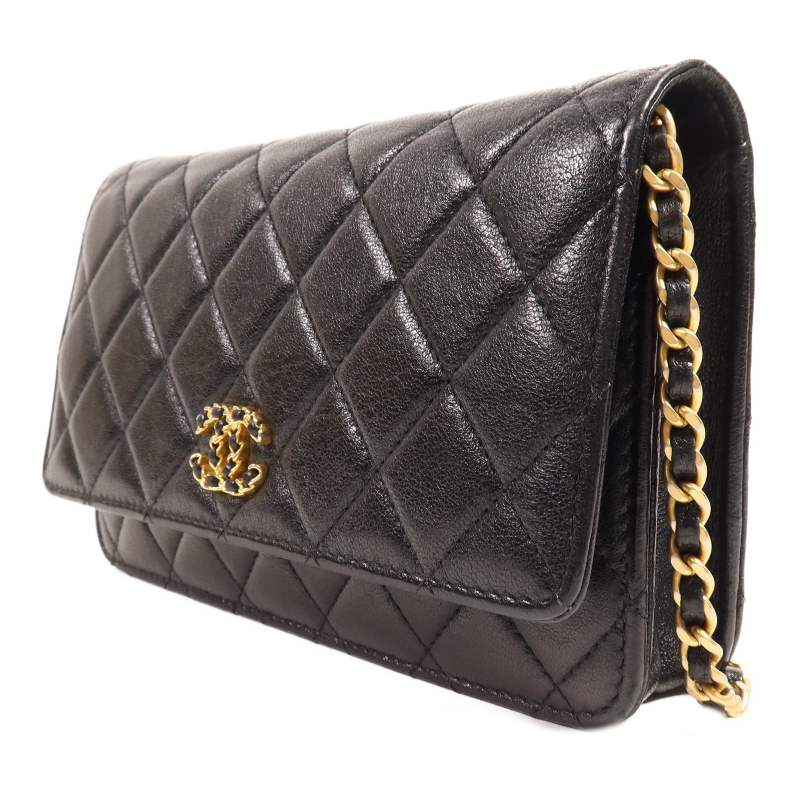 CHANEL 牛皮皮革WOC Wallet On Chain金扣鏈帶肩背袋