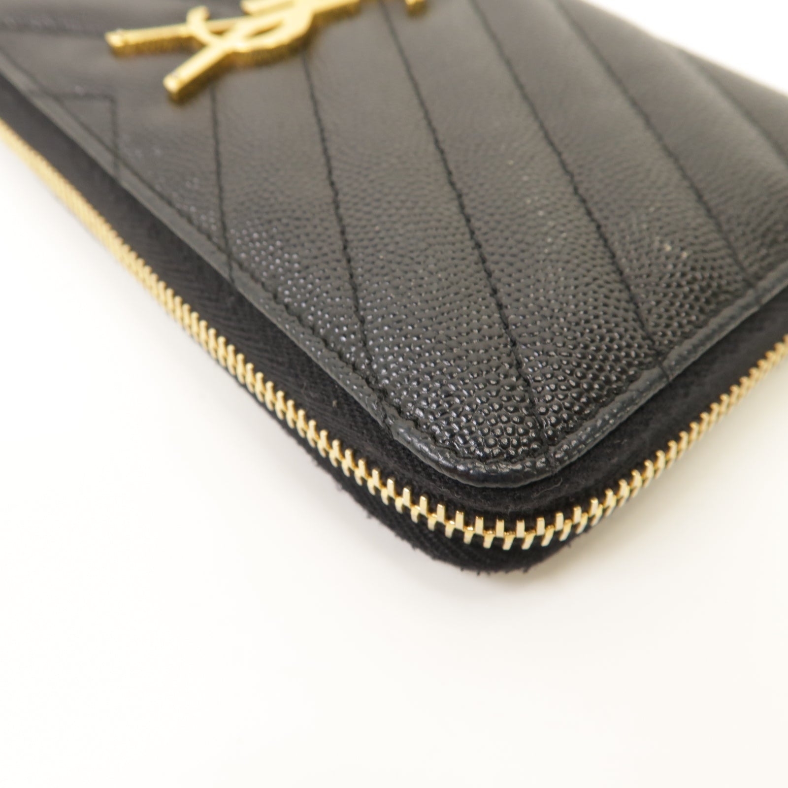 SAINT LAURENT 牛皮皮革Long Wallet金扣長錢包黑色