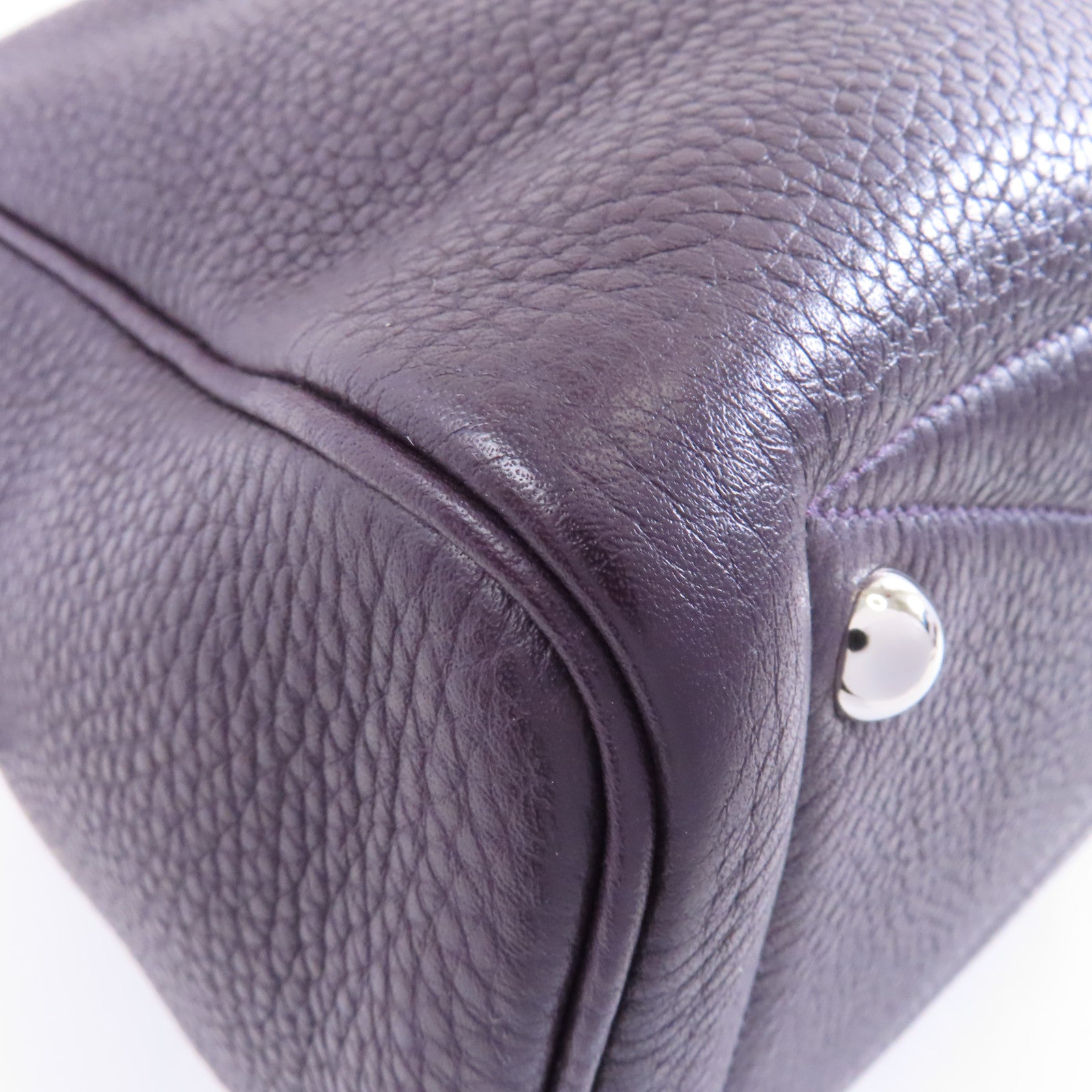 HERMES Clemence皮革Victoria 35銀扣肩背袋Raisin/紫色