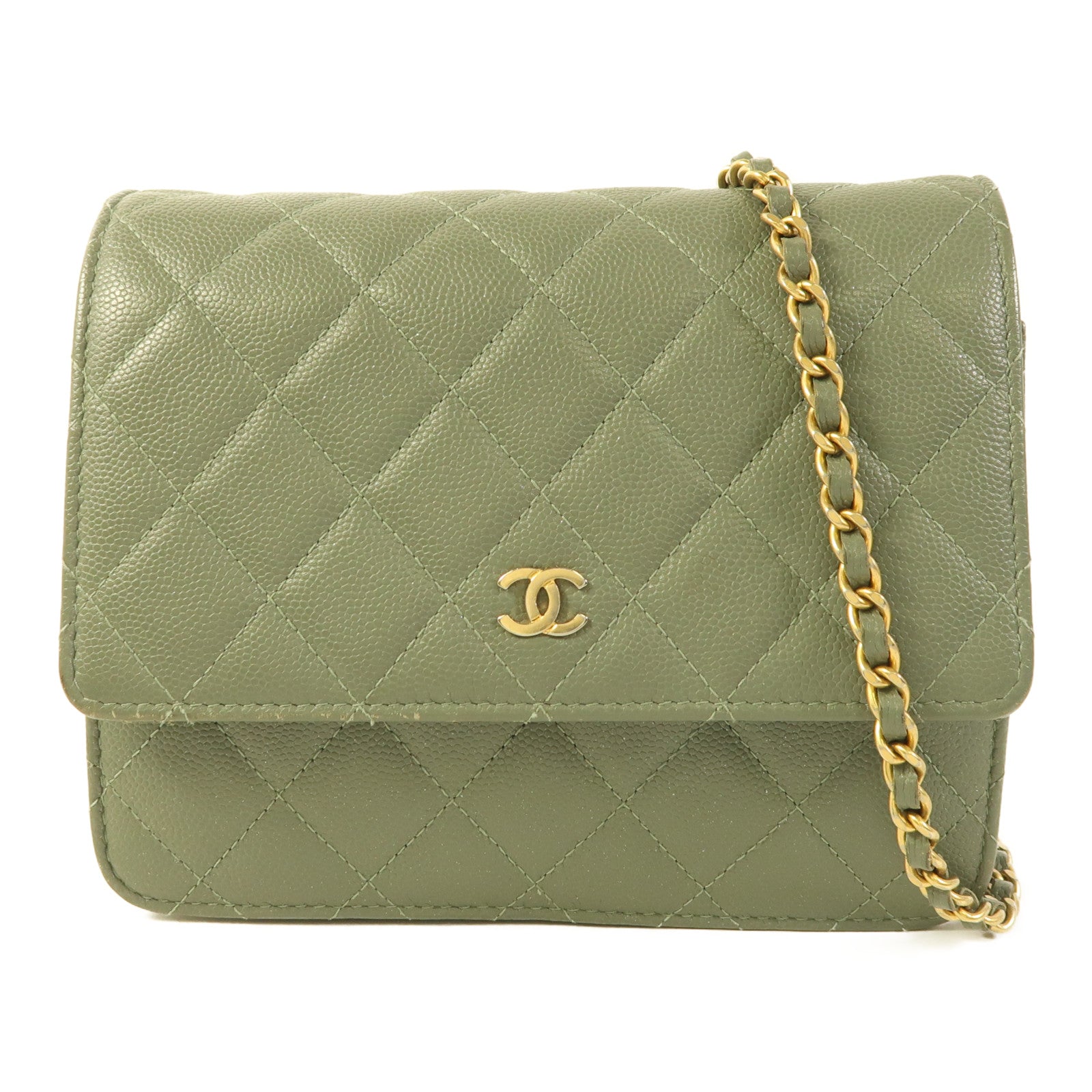 CHANEL 【激減優惠】牛皮皮革Classic Square WOC金扣鏈帶肩背袋