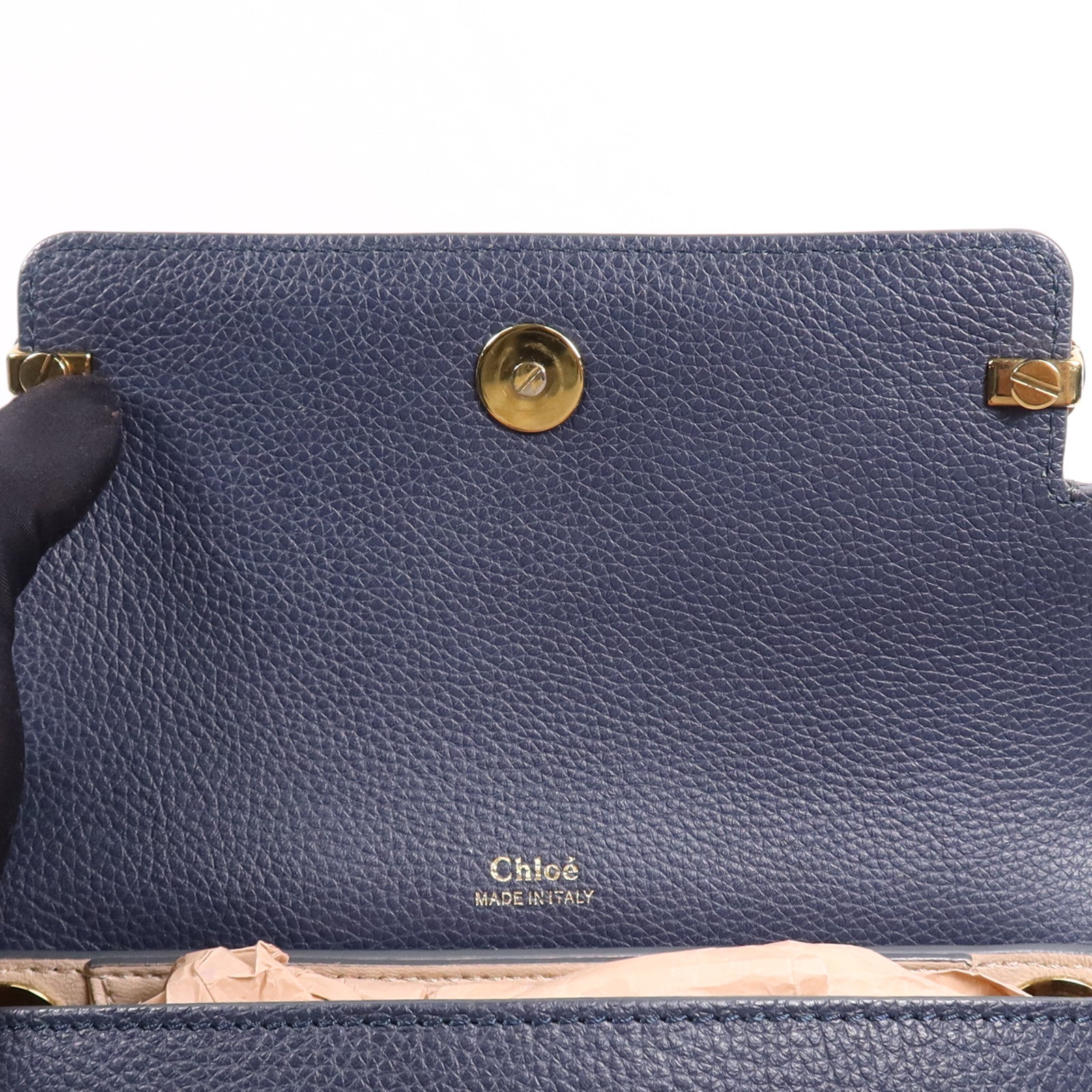 Chloe 牛皮皮革Clare金扣肩背袋