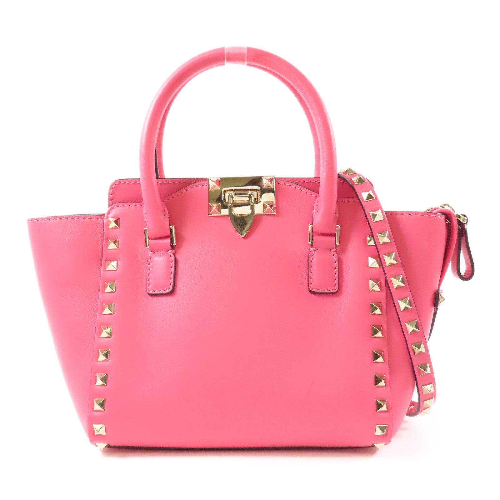 Valentino 牛皮皮革2 Way Shoulder金扣手挽肩背兩用袋