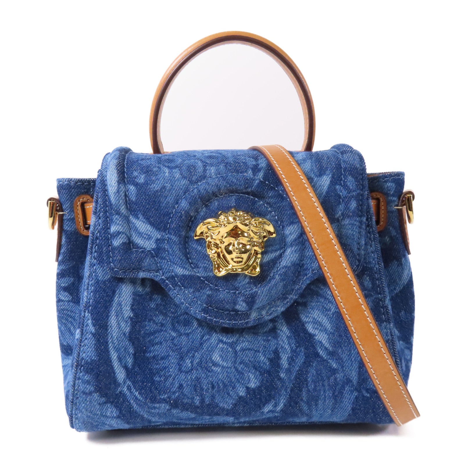VERSACE 牛仔布Shoulder Bag金扣手挽肩背兩用袋