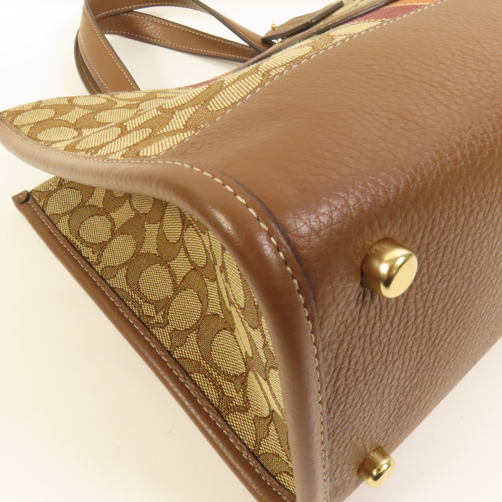 COACH 帆布2 Way Shoulder金扣手挽肩背兩用袋