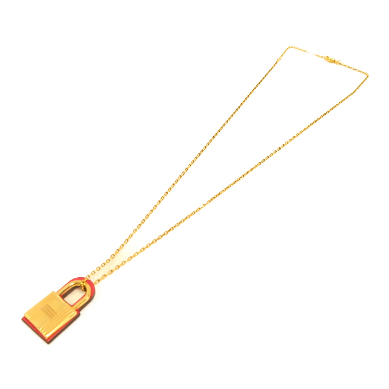 HERMES 金屬/皮革O'Kelly Necklace項鏈金色/粉紅色