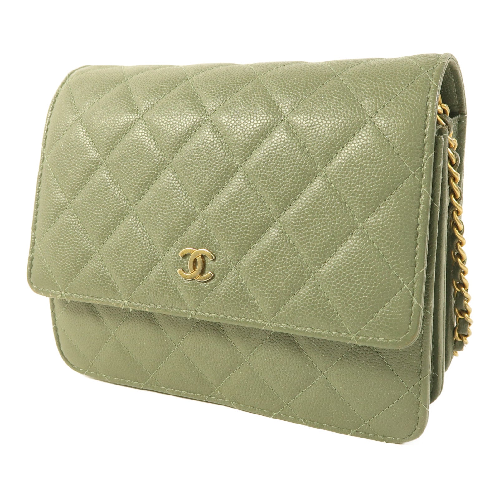 CHANEL 牛皮皮革Classic Square WOC金扣鏈帶肩背袋