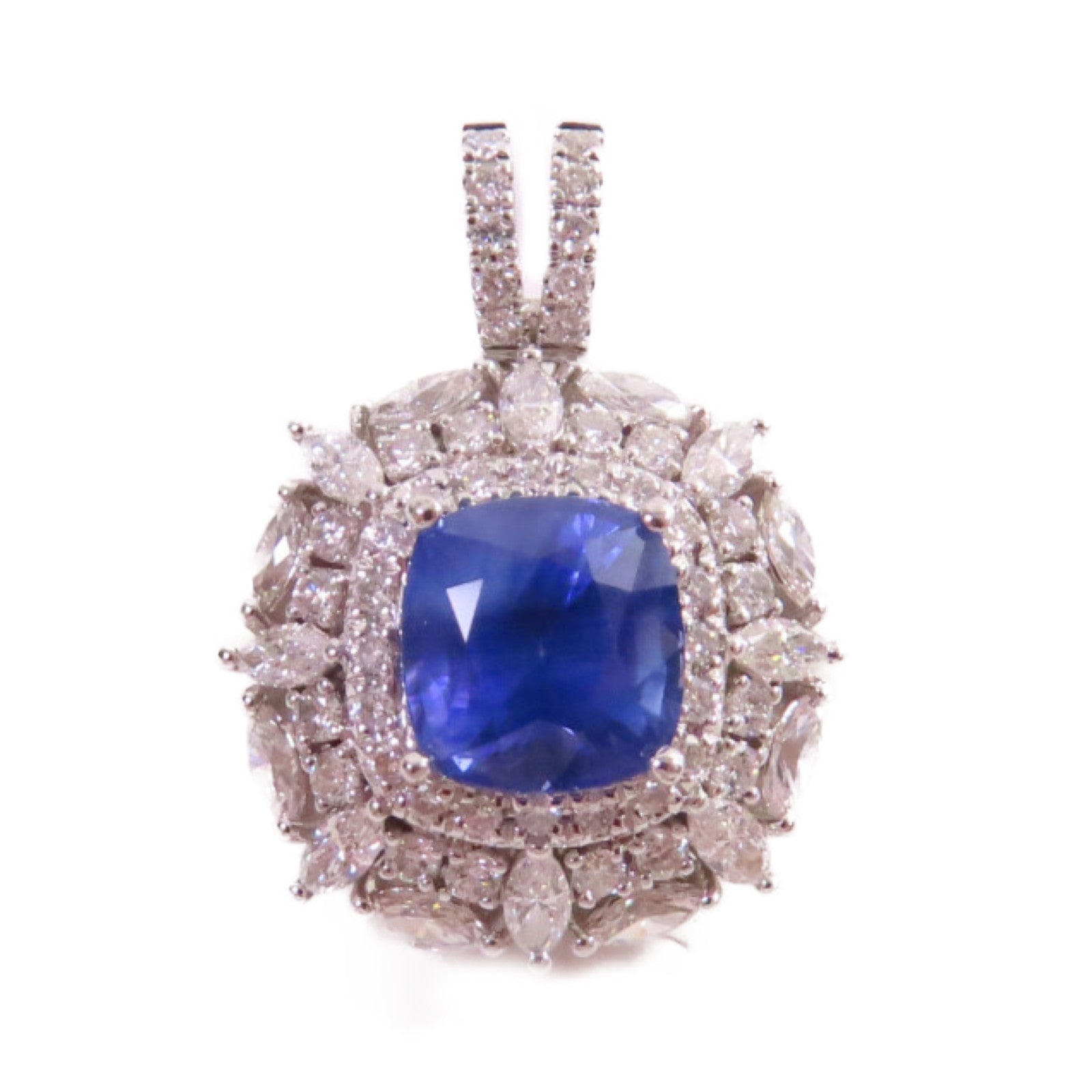 JEWELRY 18K白金/0.88ct/2.10ct鑽石Sapphire Diamond Pendant Top吊墜頭扣