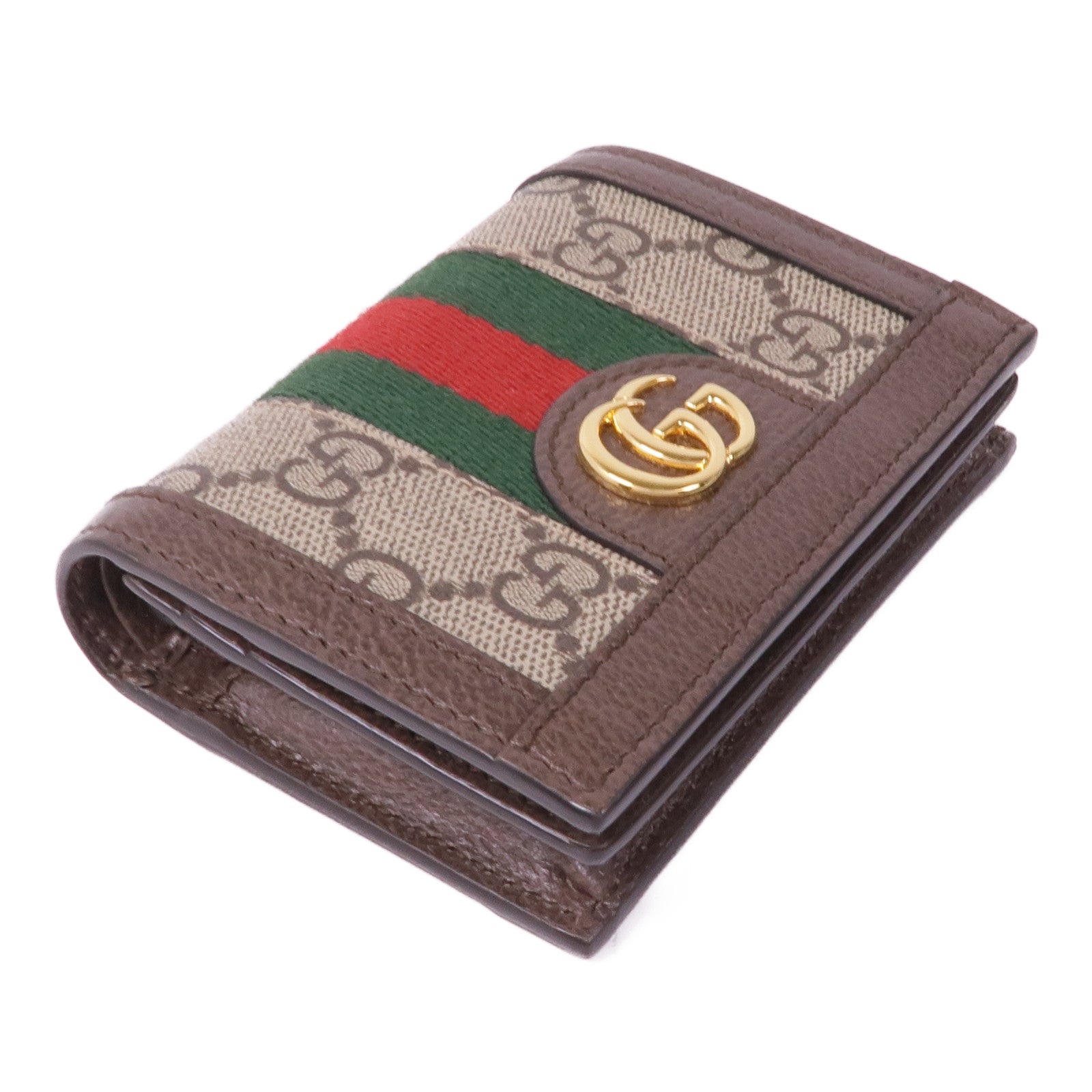 GUCCI 塗層帆布Ophidia GG金扣錢包