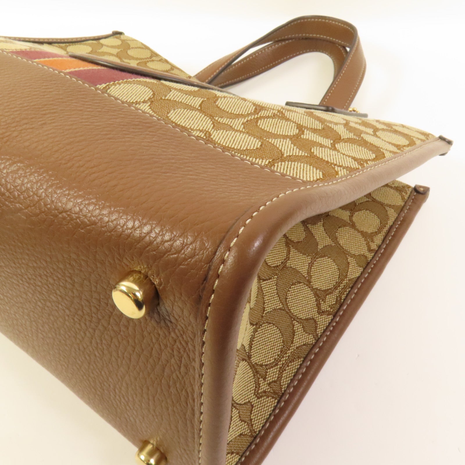 COACH 帆布2 Way Shoulder金扣手挽肩背兩用袋