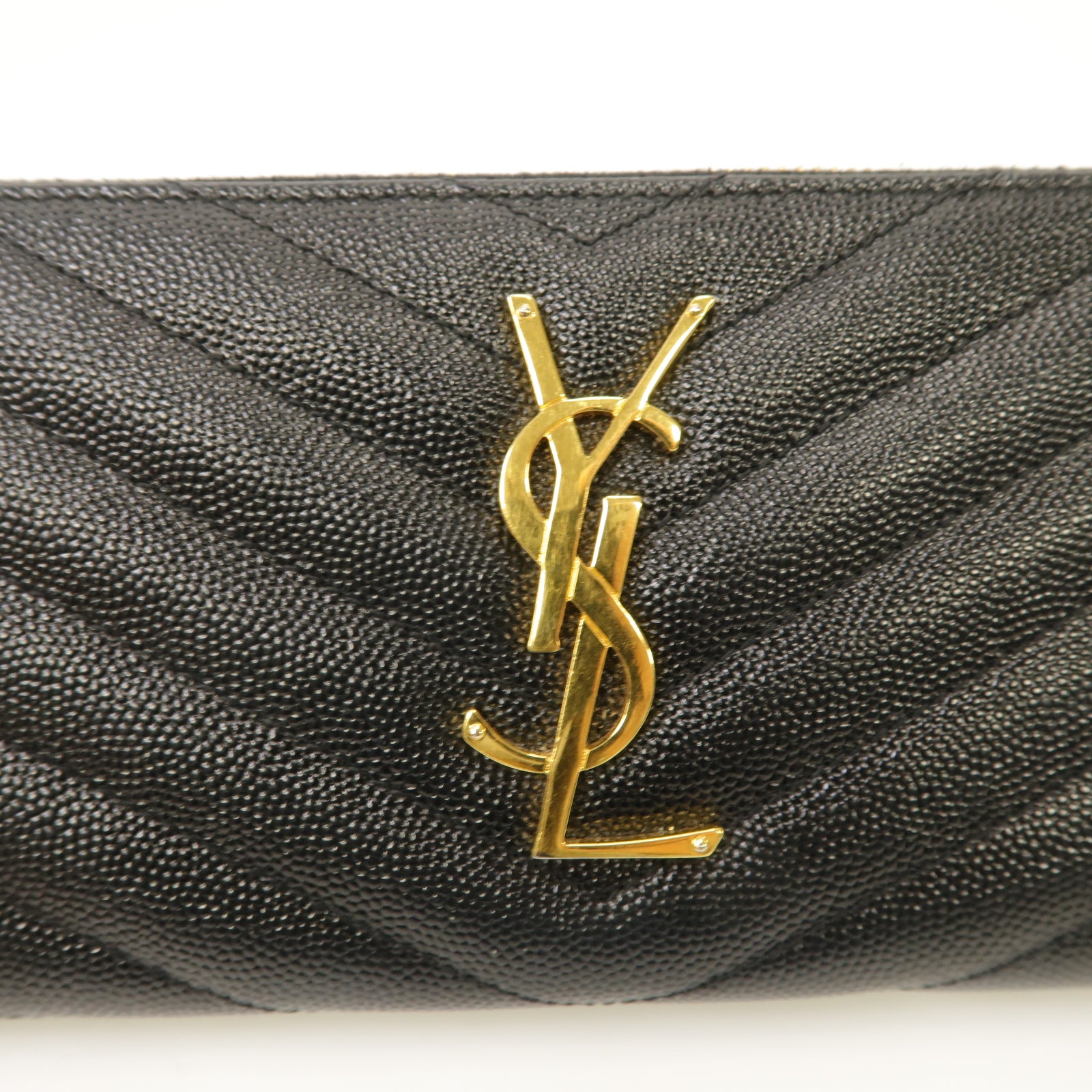 SAINT LAURENT 牛皮皮革Long Wallet金扣長錢包黑色