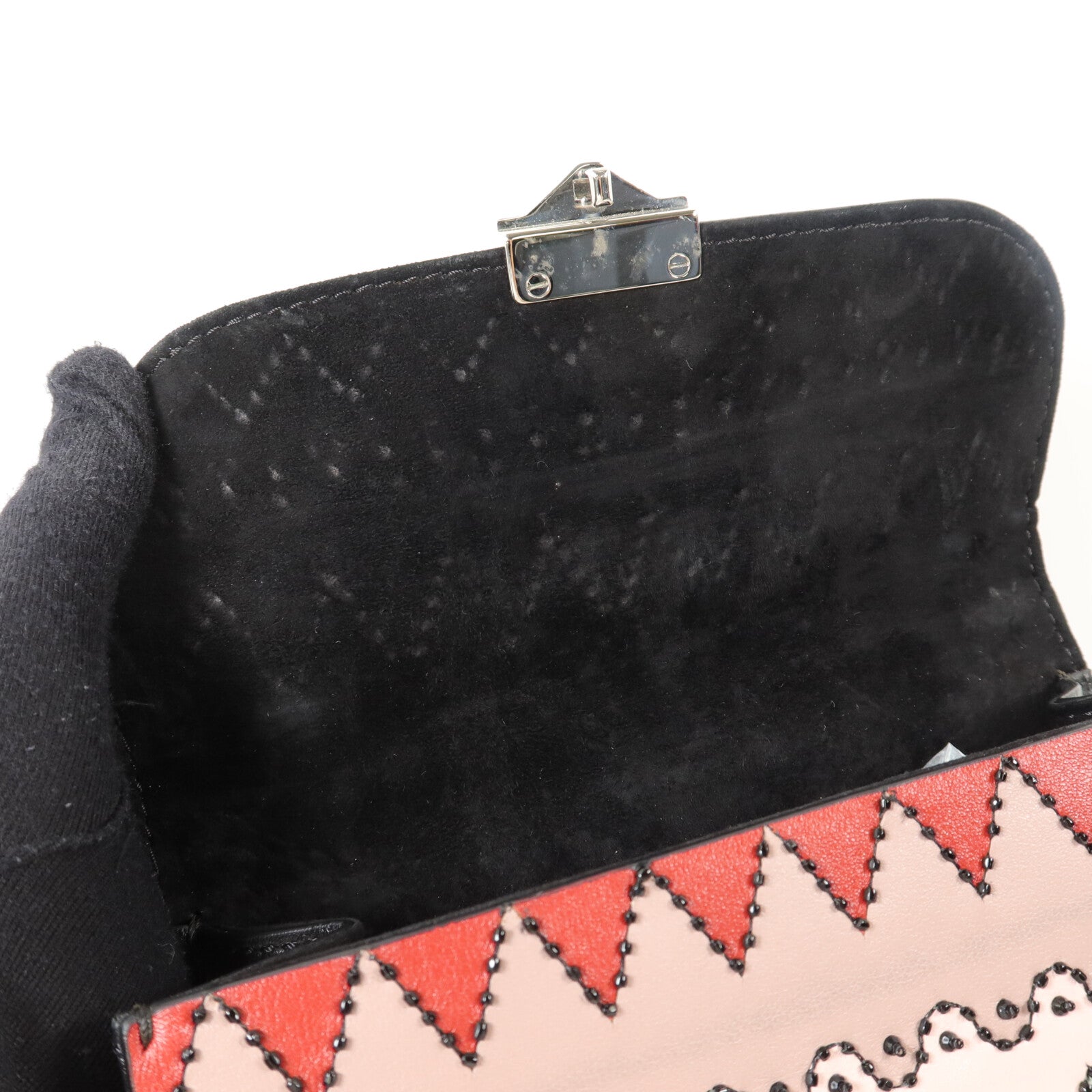 Valentino 牛皮皮革Rockstud Glam Lock Flap Bag鏈帶肩背袋