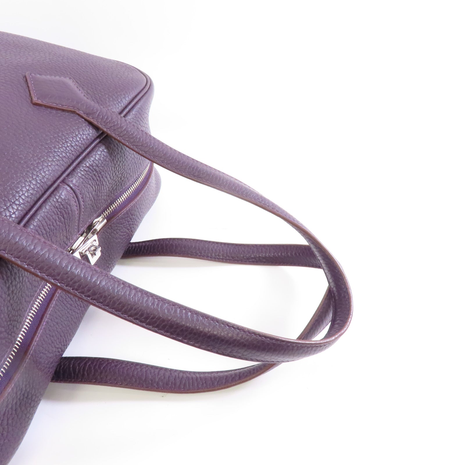HERMES Clemence皮革Victoria 35銀扣肩背袋Raisin/紫色