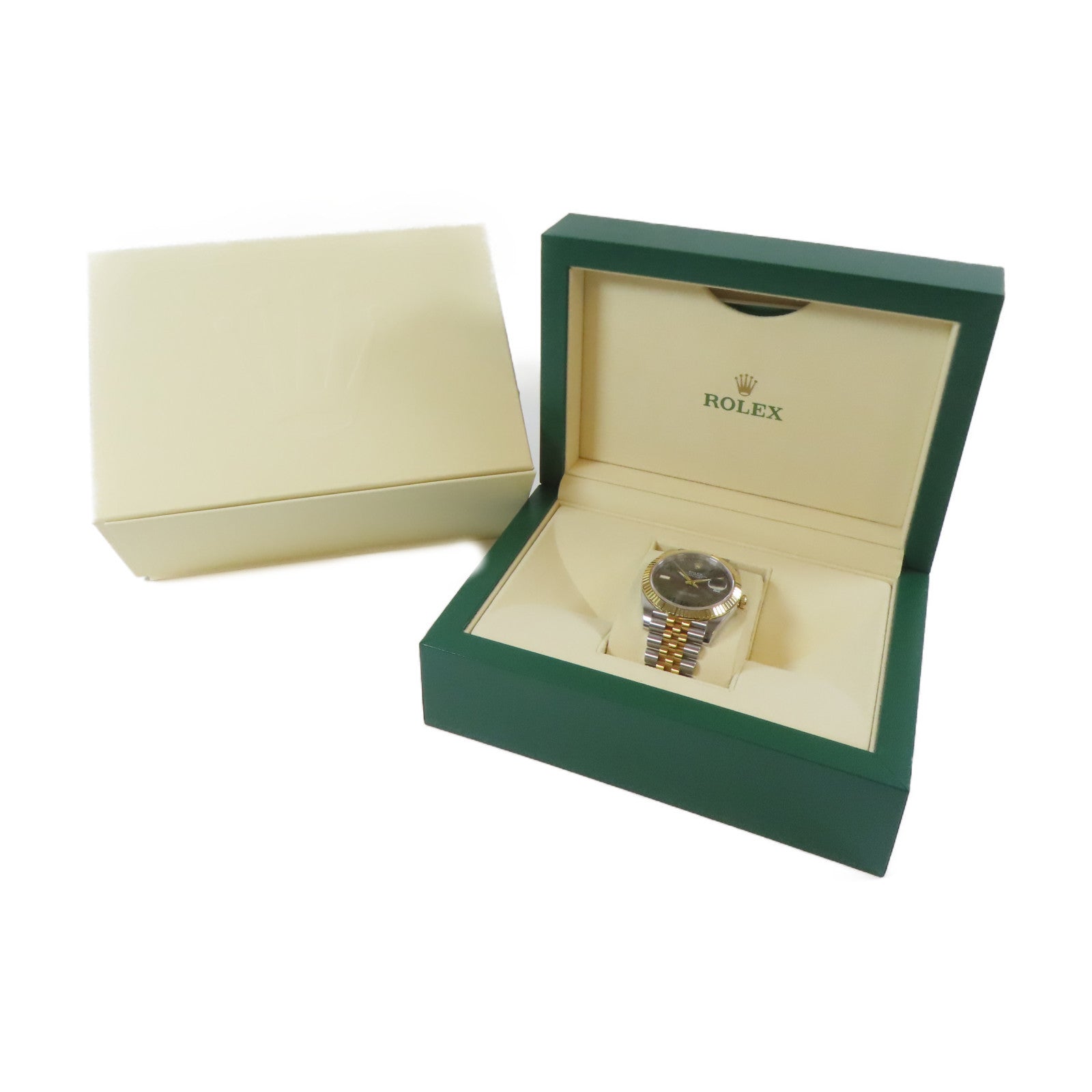 ROLEX Datejust18K黃金/不鏽鋼手錶自動機芯銀色#18cm
