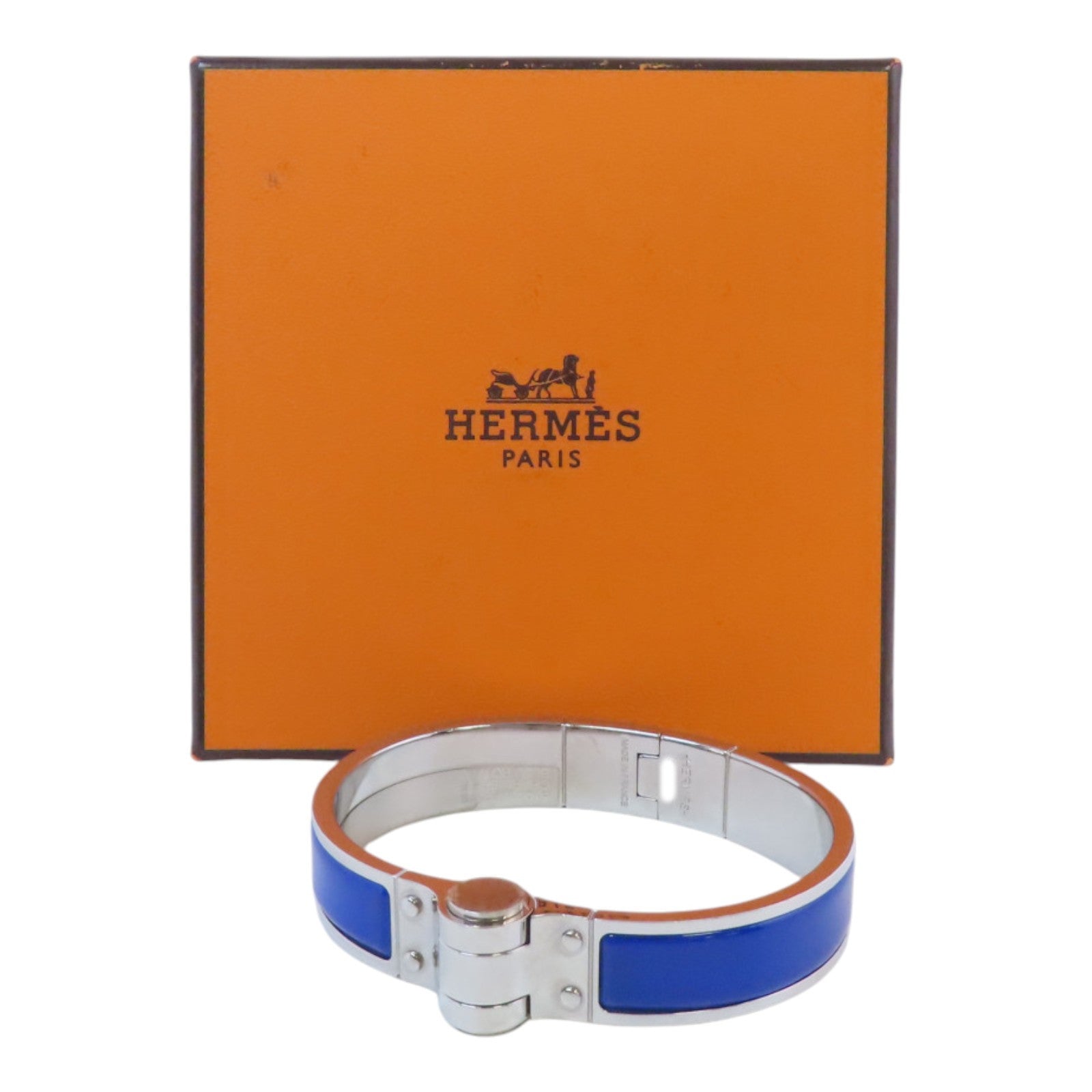 HERMES 金屬/琺瑯Enamel Chamiere Bracelet銀扣手鐲