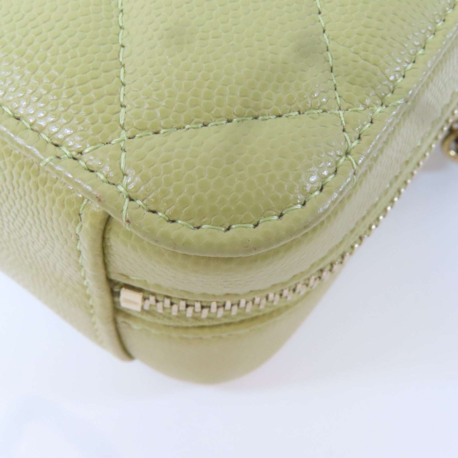 CHANEL 【激減優惠】菱格牛皮皮革Chain Shoulder金扣鏈帶肩背袋淺綠色