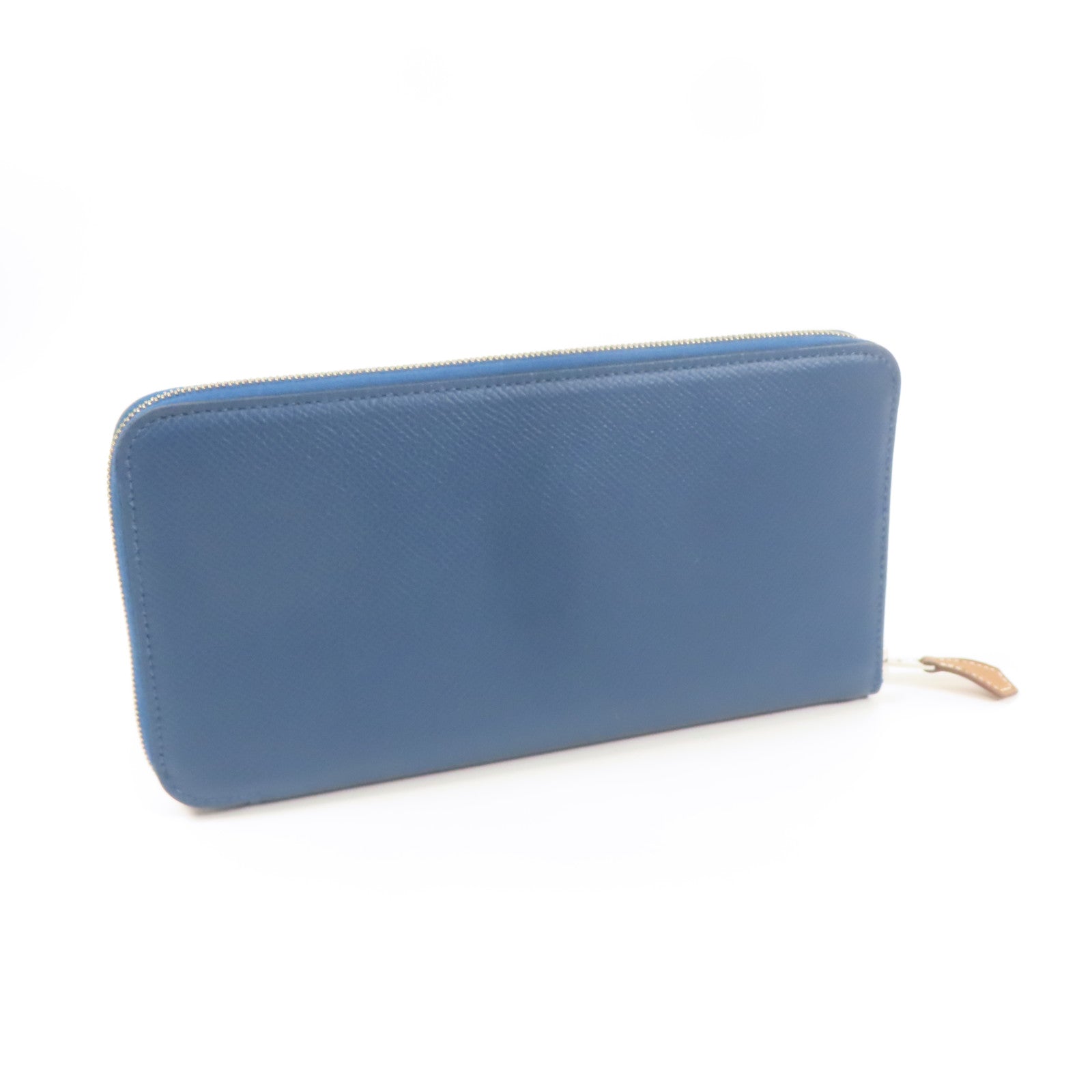 HERMES PHW Silk In Long Wallet Epsom Leather Deep Blue