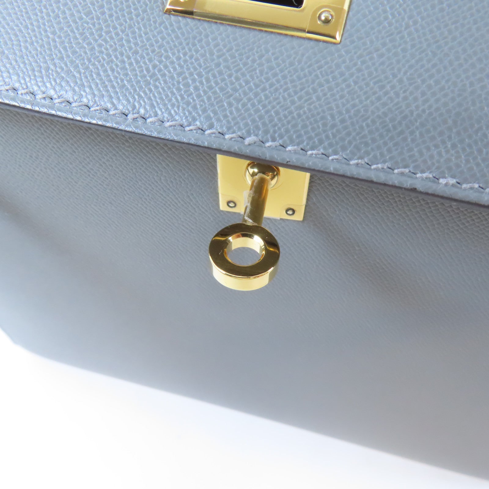 HERMES Madame皮革Kelly 25金扣手挽肩背兩用袋Gris Meyer灰色