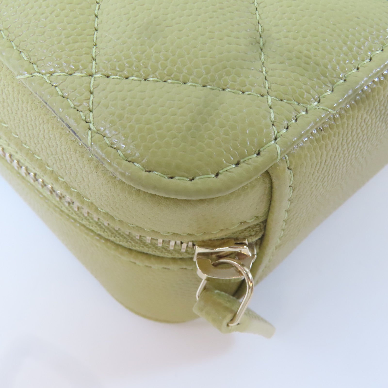 CHANEL 【激減優惠】菱格牛皮皮革Chain Shoulder金扣鏈帶肩背袋淺綠色