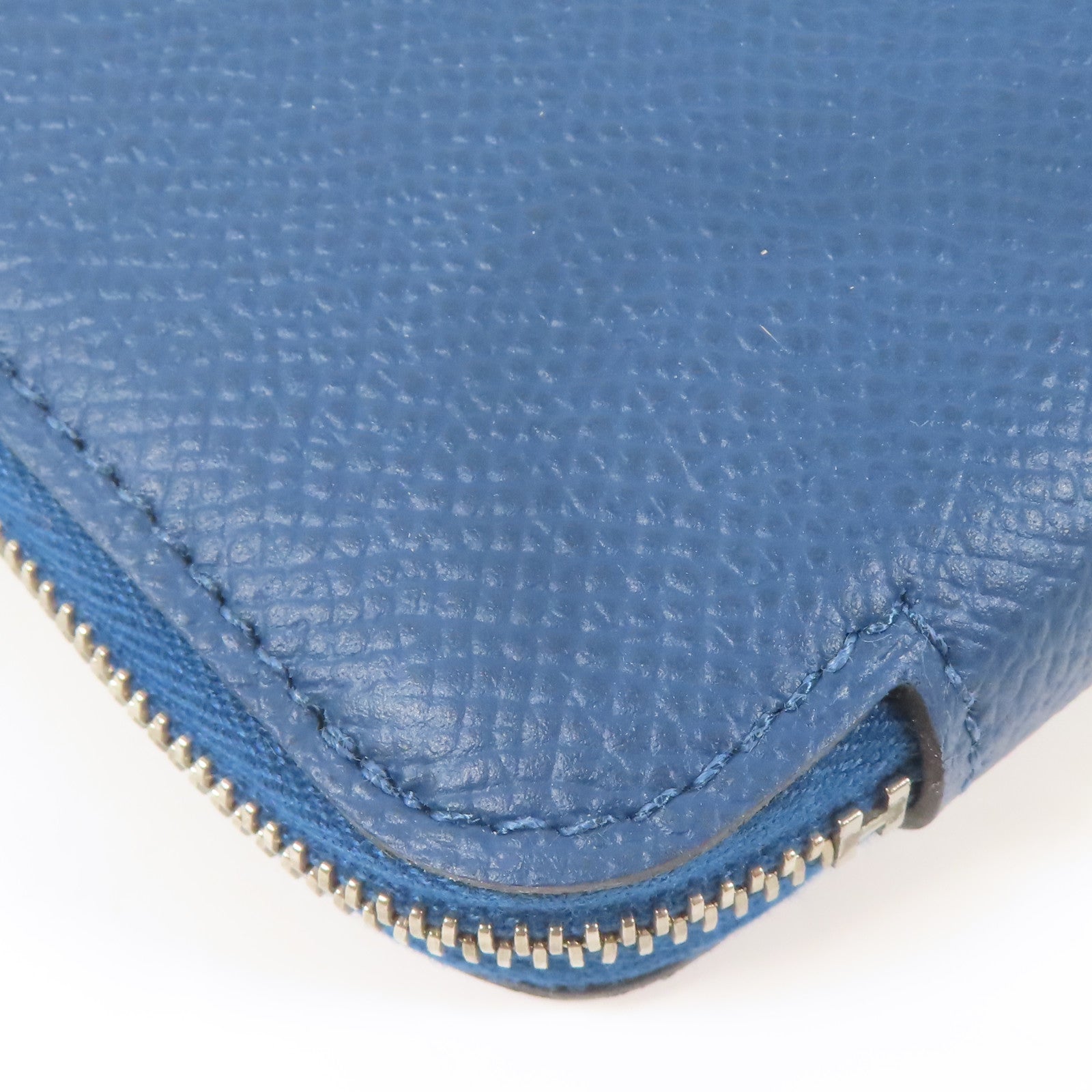 HERMES Epsom皮革Silk In銀扣長錢包Deep Blue