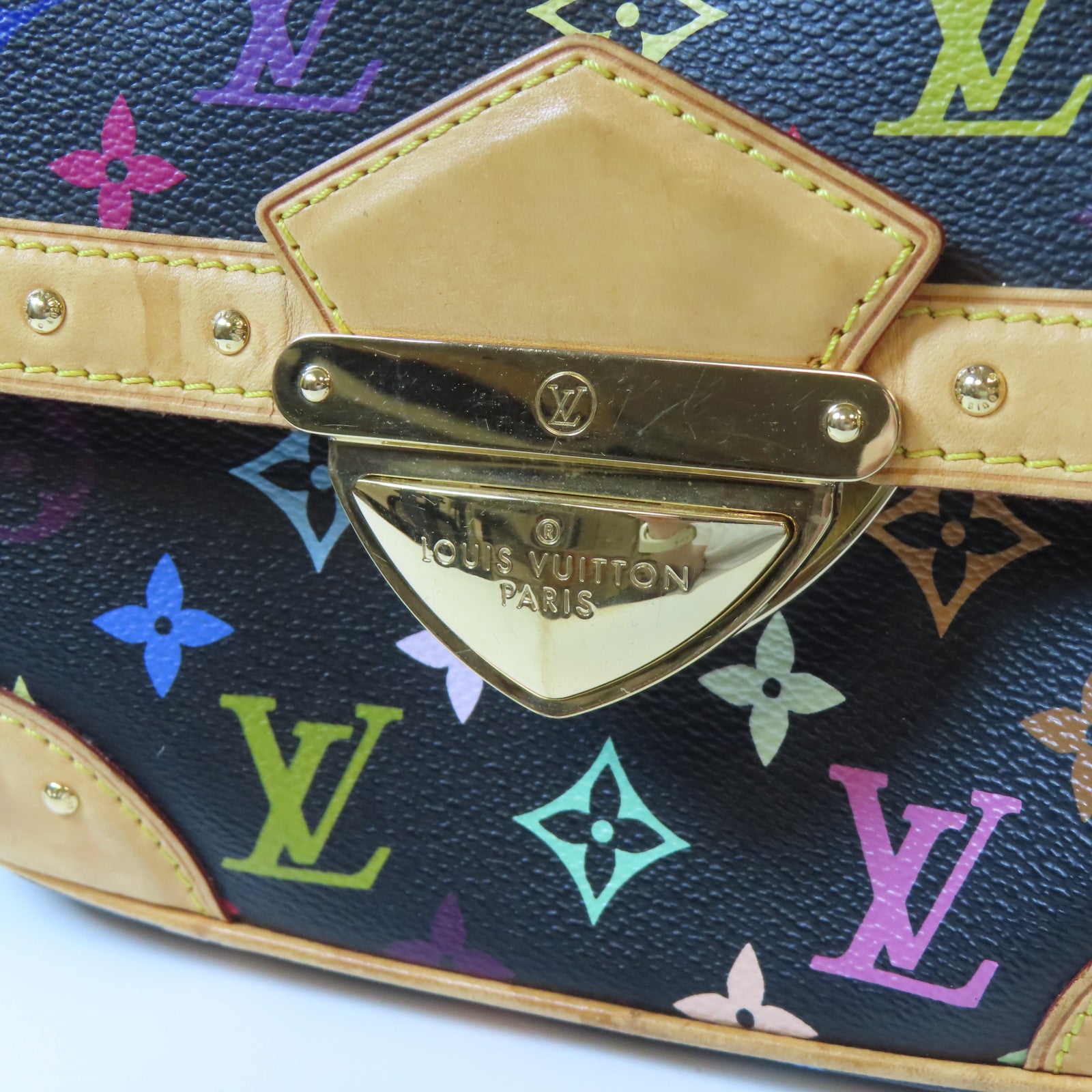 LOUIS VUITTON 【清倉大減價】Monogram Multicolore Rita金扣手挽袋黑色/彩色