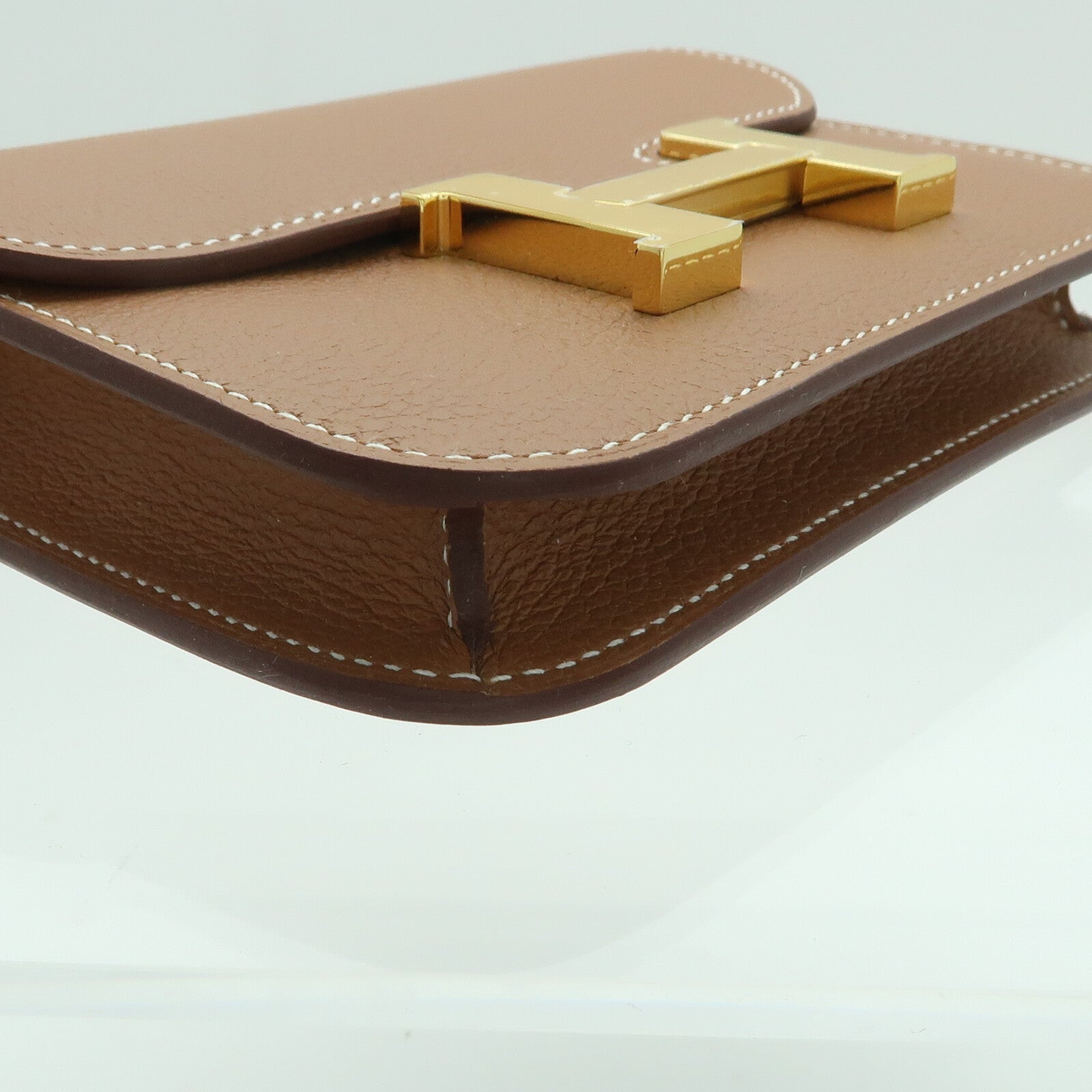 HERMES Evercolor皮革Constance Slim金扣錢包Gold