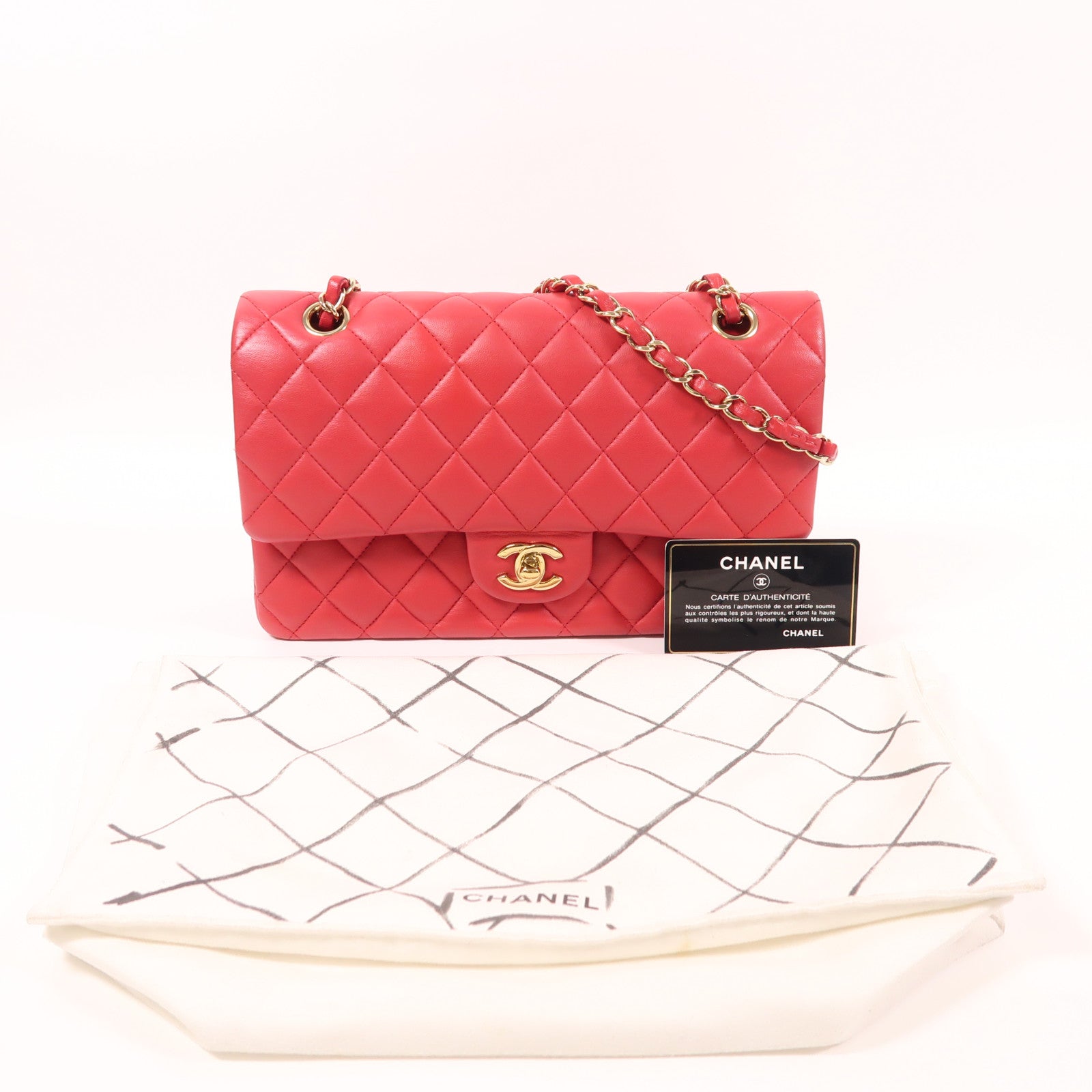 CHANEL 羊皮皮革Classic 25金扣鏈帶肩背袋