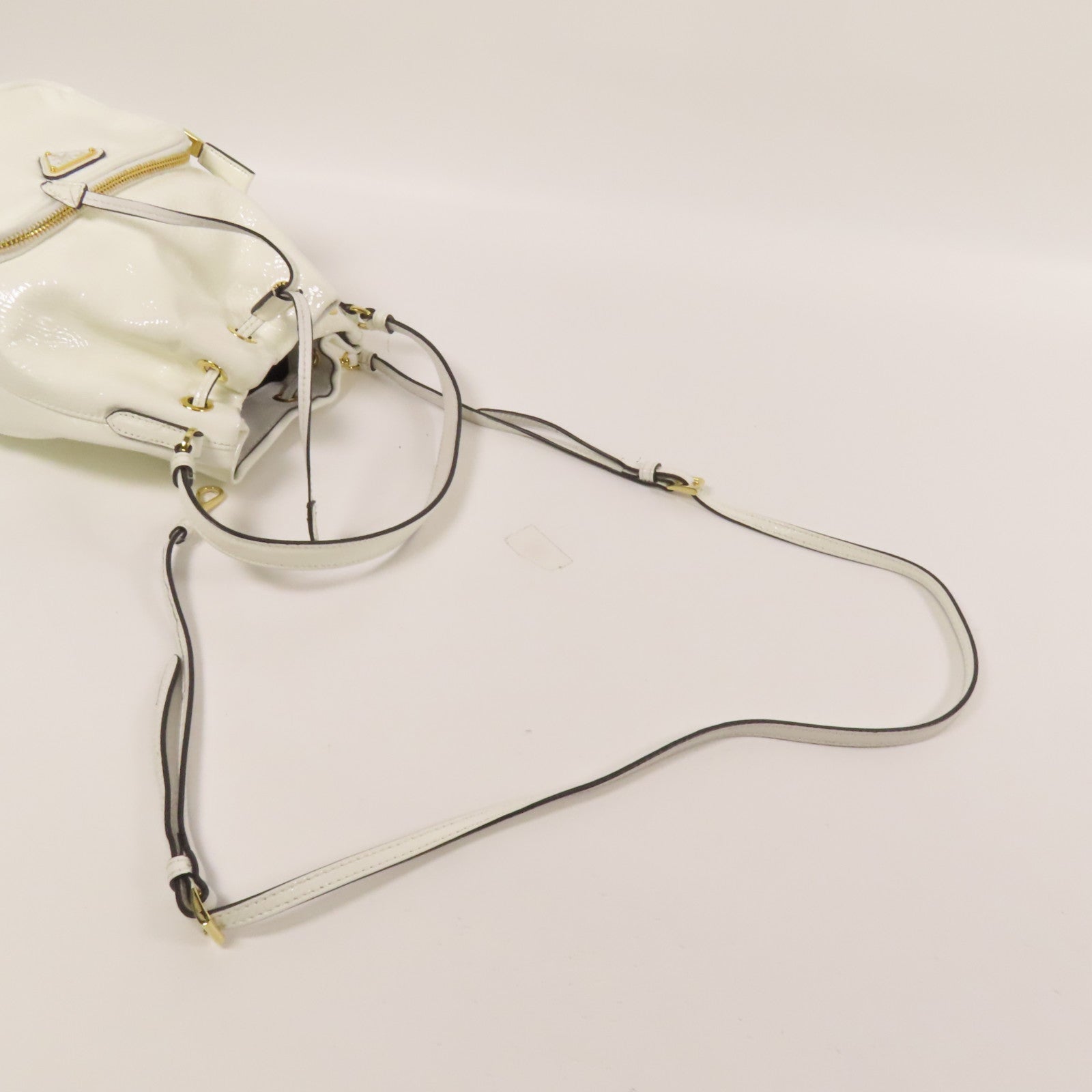 PRADA 漆皮皮革Duet NaplakBag金扣手挽肩背袋兩用袋