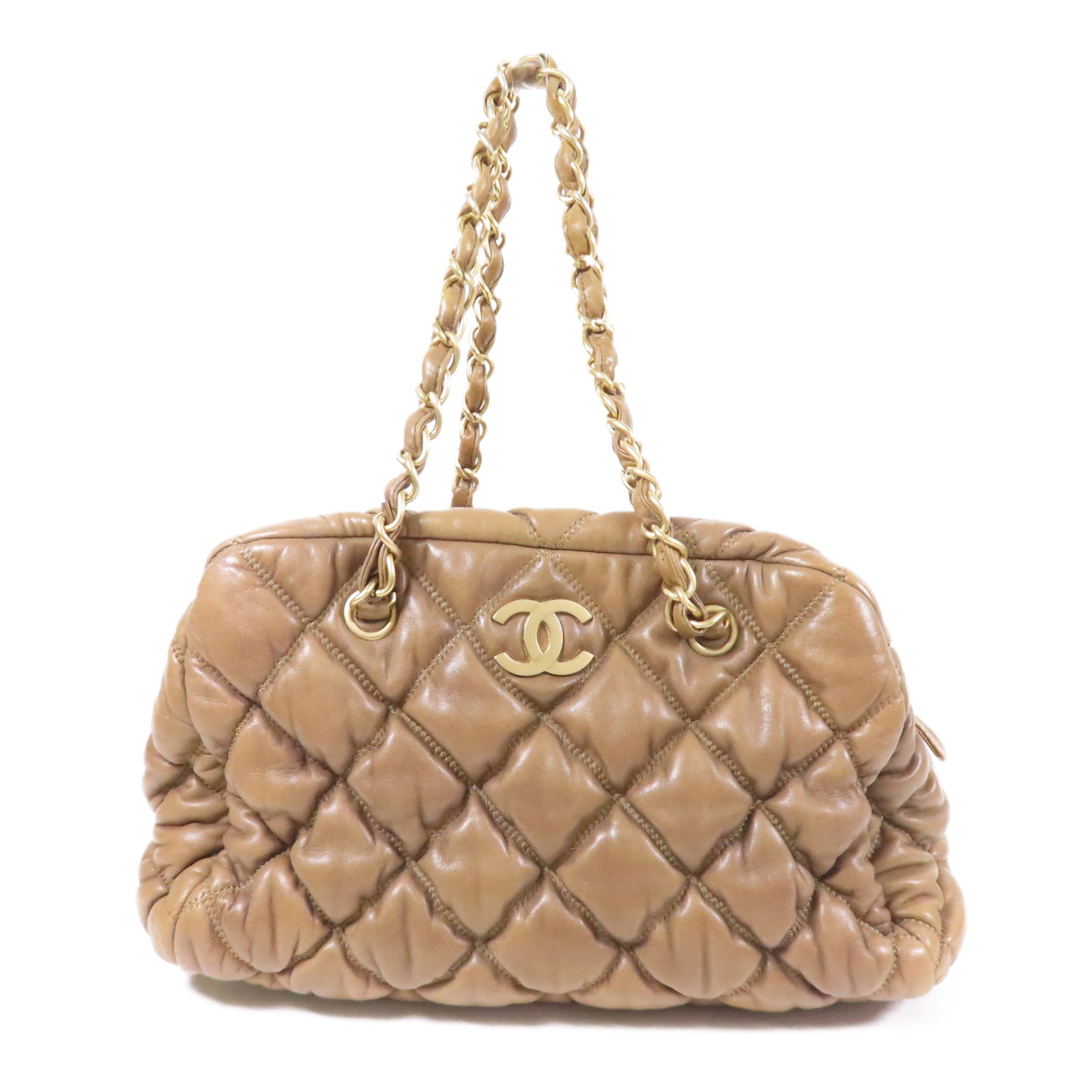 CHANEL 羊皮皮革Chain Shoulder金扣鏈帶肩背袋