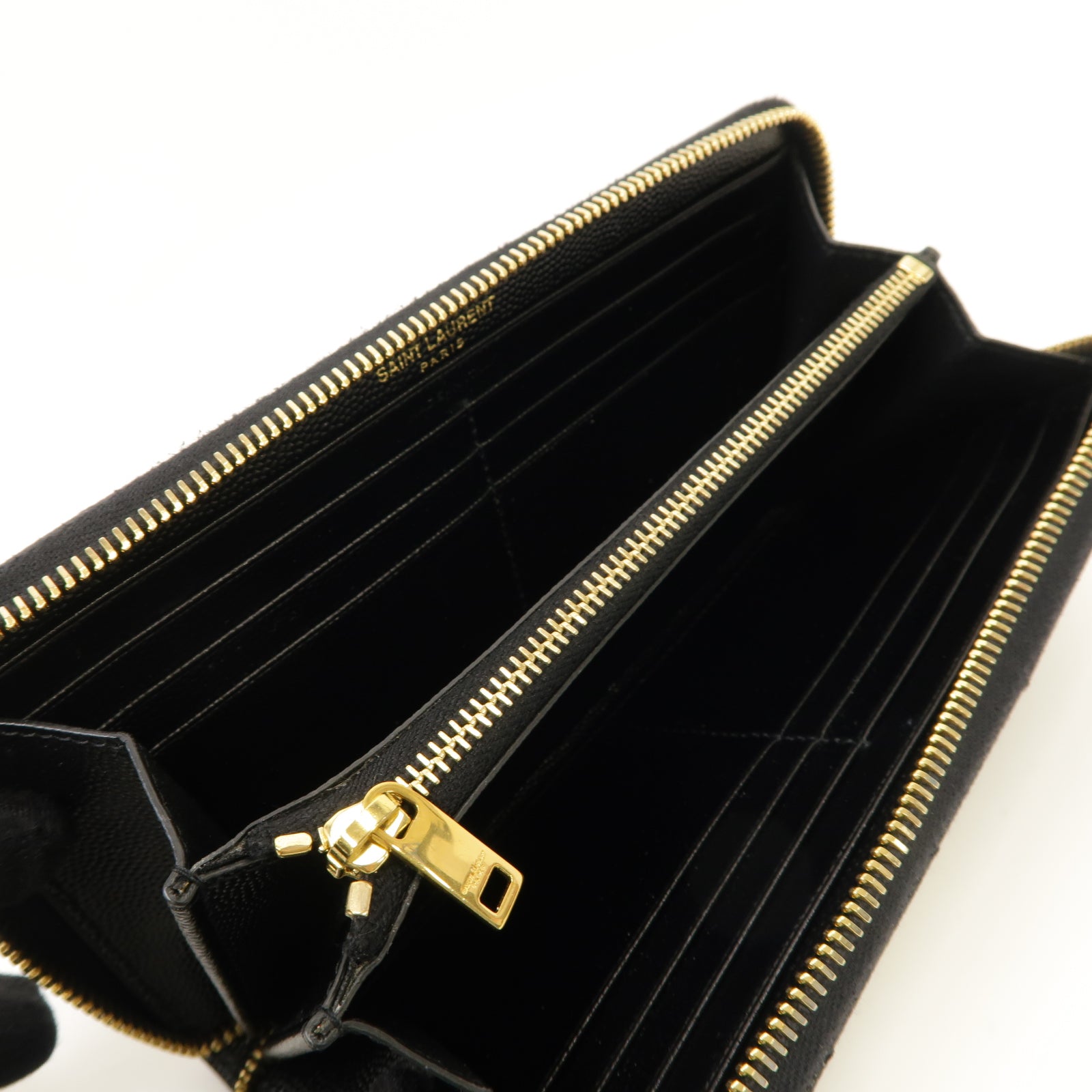 SAINT LAURENT 牛皮皮革Long Wallet金扣長錢包黑色