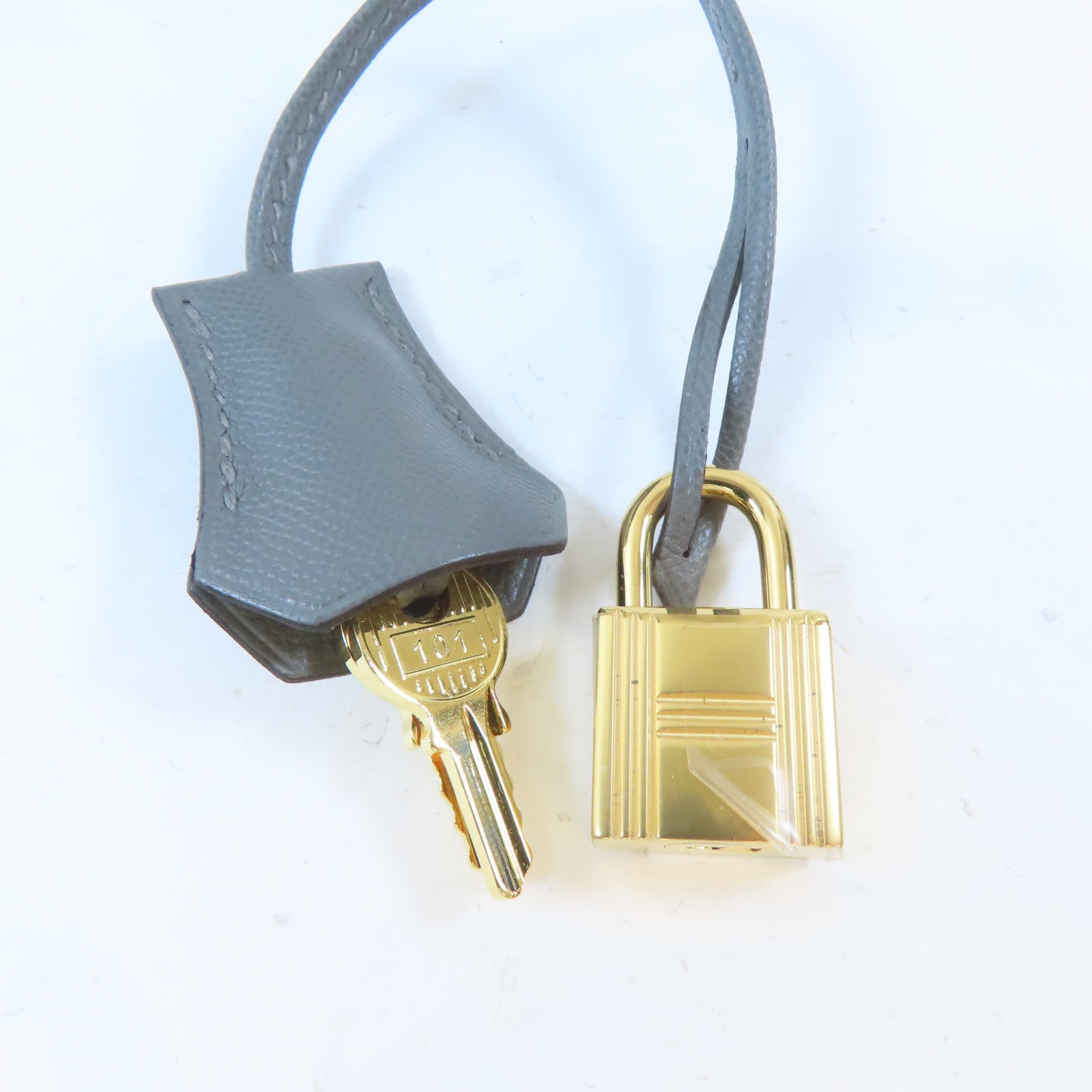 HERMES Madame皮革Kelly 25金扣手挽肩背兩用袋Gris Meyer灰色