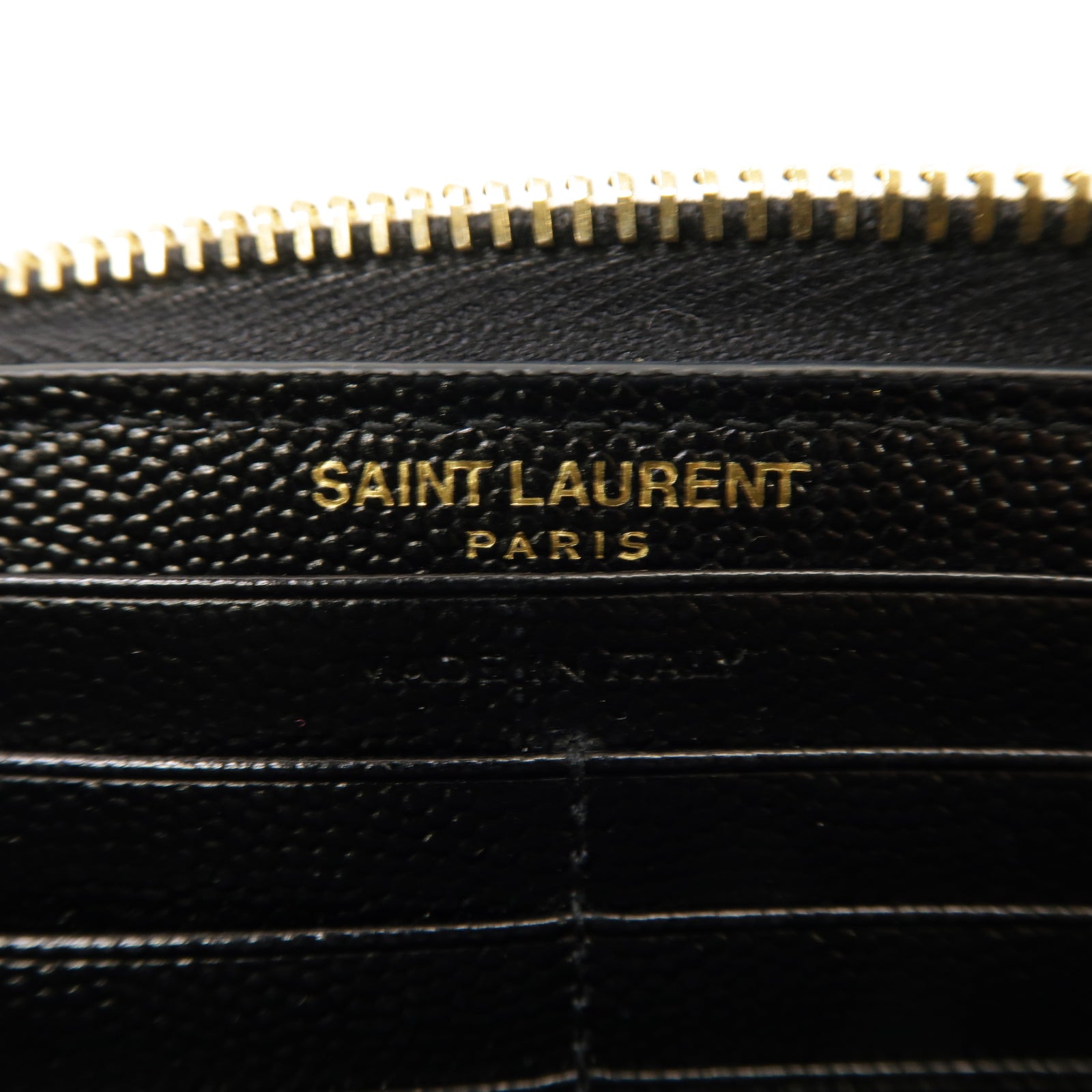SAINT LAURENT 牛皮皮革Long Wallet金扣長錢包黑色