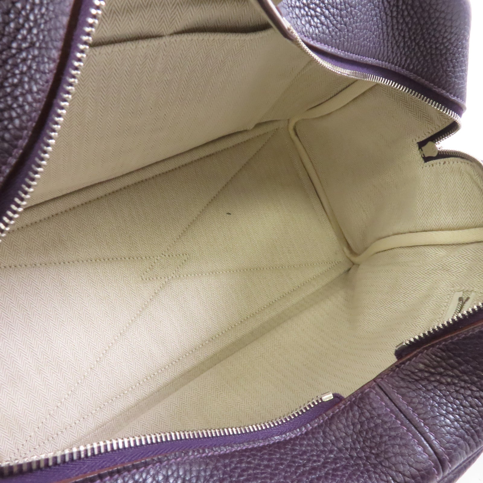 HERMES Clemence皮革Victoria 35銀扣肩背袋Raisin/紫色