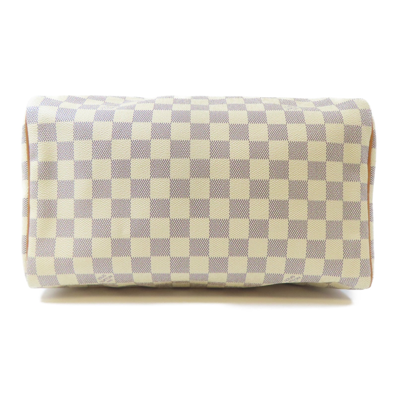 LOUIS VUITTON Damier Azur Speedy 30金扣手挽袋白色
